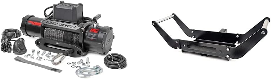 Rough Country 12,000LB PRO Series Electric Winch | Synthetic Rope - PRO12000S & Winch Cradle Hitch Mount | 2
