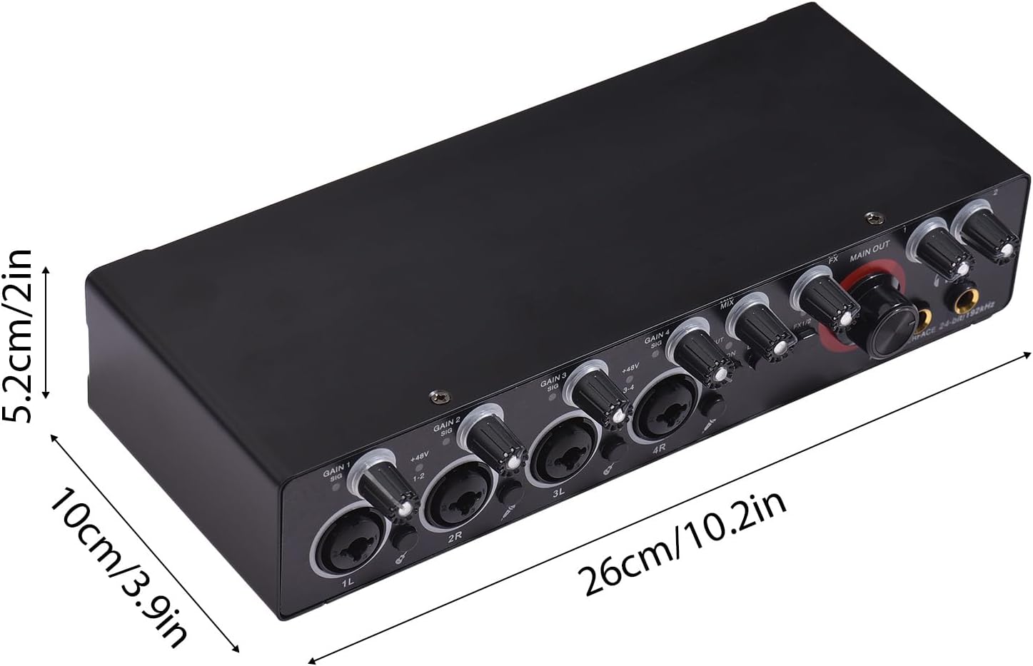 4 Channels Sound Card Computer Audio Interface, 4-in 4-out for Professional Recording of Live Streaming Karaoke, Driver Free USB Audio Interface