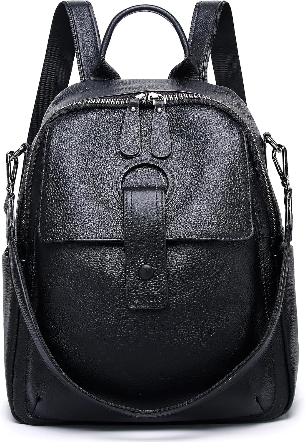 Genuine Leather Backpack Purse For Women Black Real Soft Leather Travel Convertible Ladies Shoulder Bag