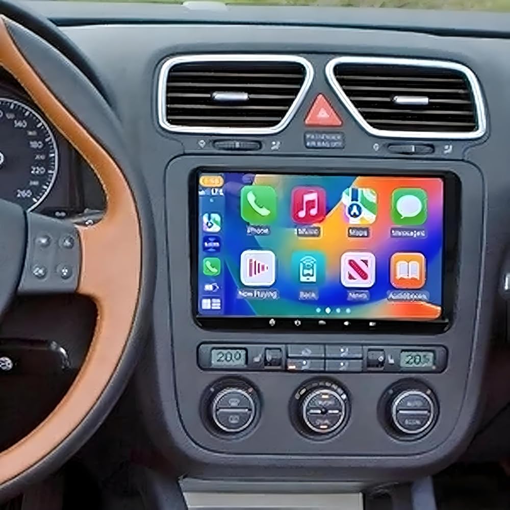 2+32G 9in Car Stereo for Volkswagen/VW Bora 2006-2015, for Caddy 2003-2015 w/GPS Navigation with Carplay w/Android Auto Double Din Touchscreen Car Radio Receiver Backup Camera