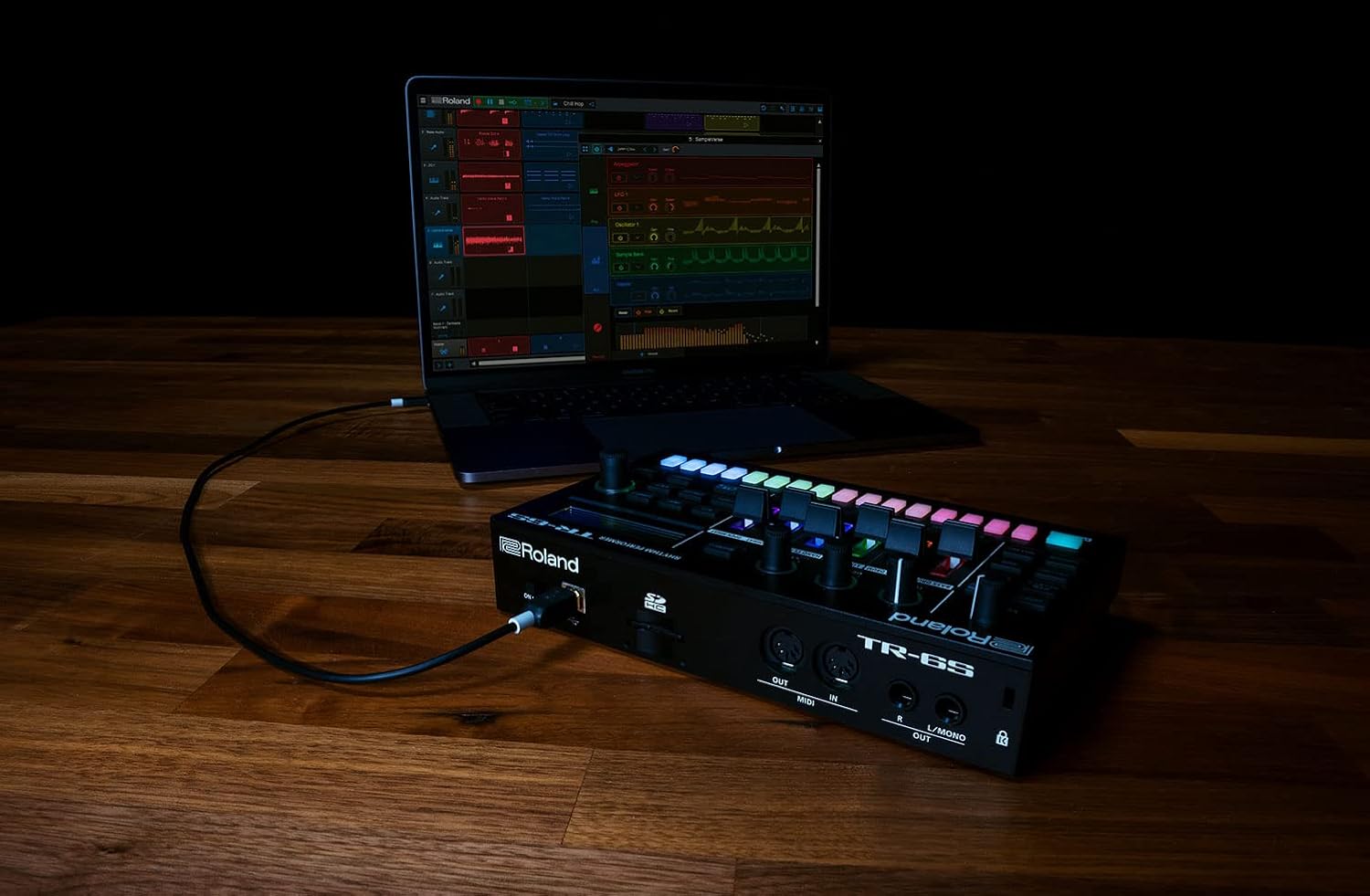 Roland TR-6S Rhythm Performer Compact Drum Machine Bundle with MIDI Cable