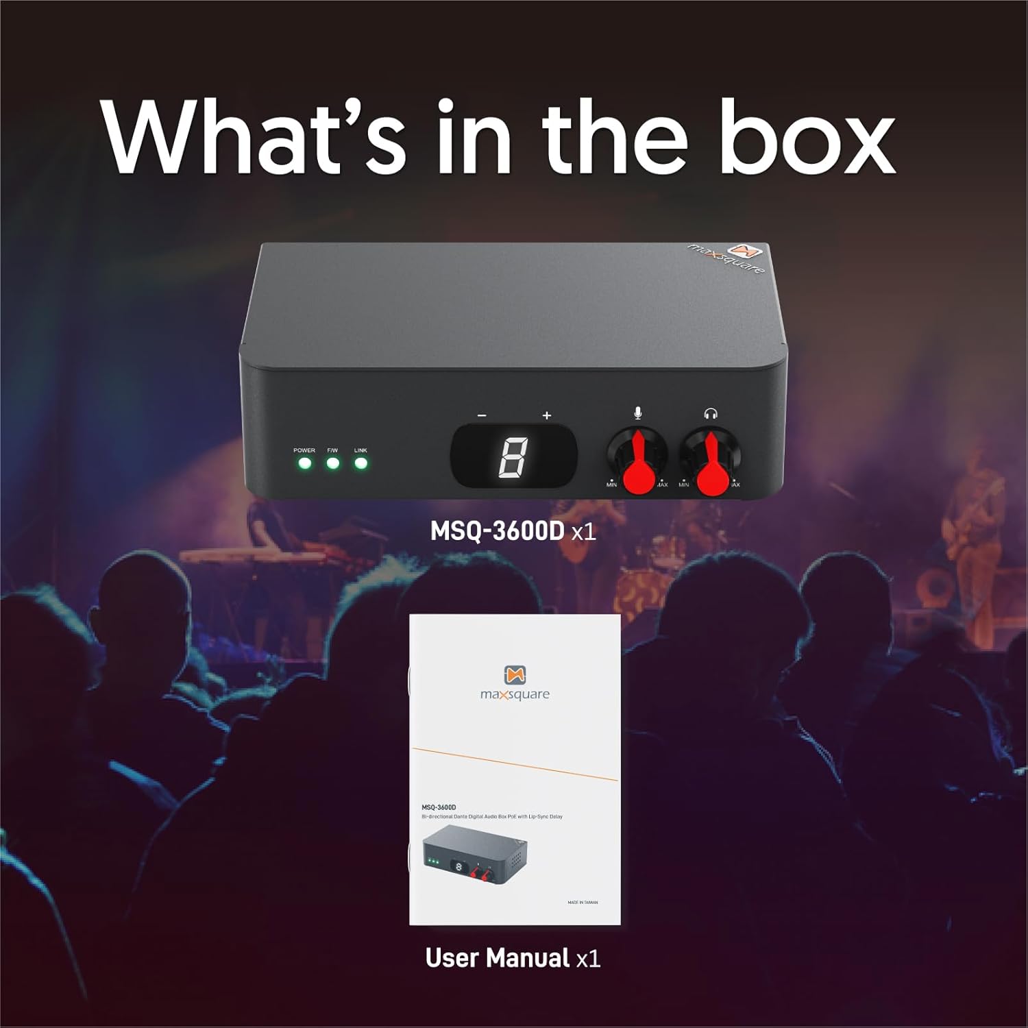 Dante Digital Audio Box, Bi-directional Dante Audio, Lip Sync Delay Adjustable, AES67 RTP, PoE, RCA, Stereo 3.5mm, TAA Compliant(MSQ-3600D)