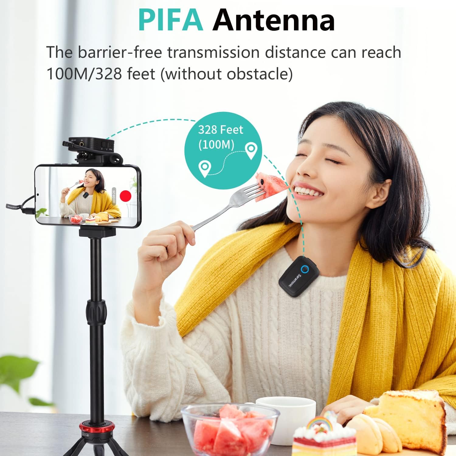 Saramonic Blink500 T2 Wireless Lavalier Microphone for Cameras Camcorder,Noise Cancellation,328ft Range,12H Battery Life,Clip-on Lapel Mic for Video Recording Interview YouTube Live Streaming