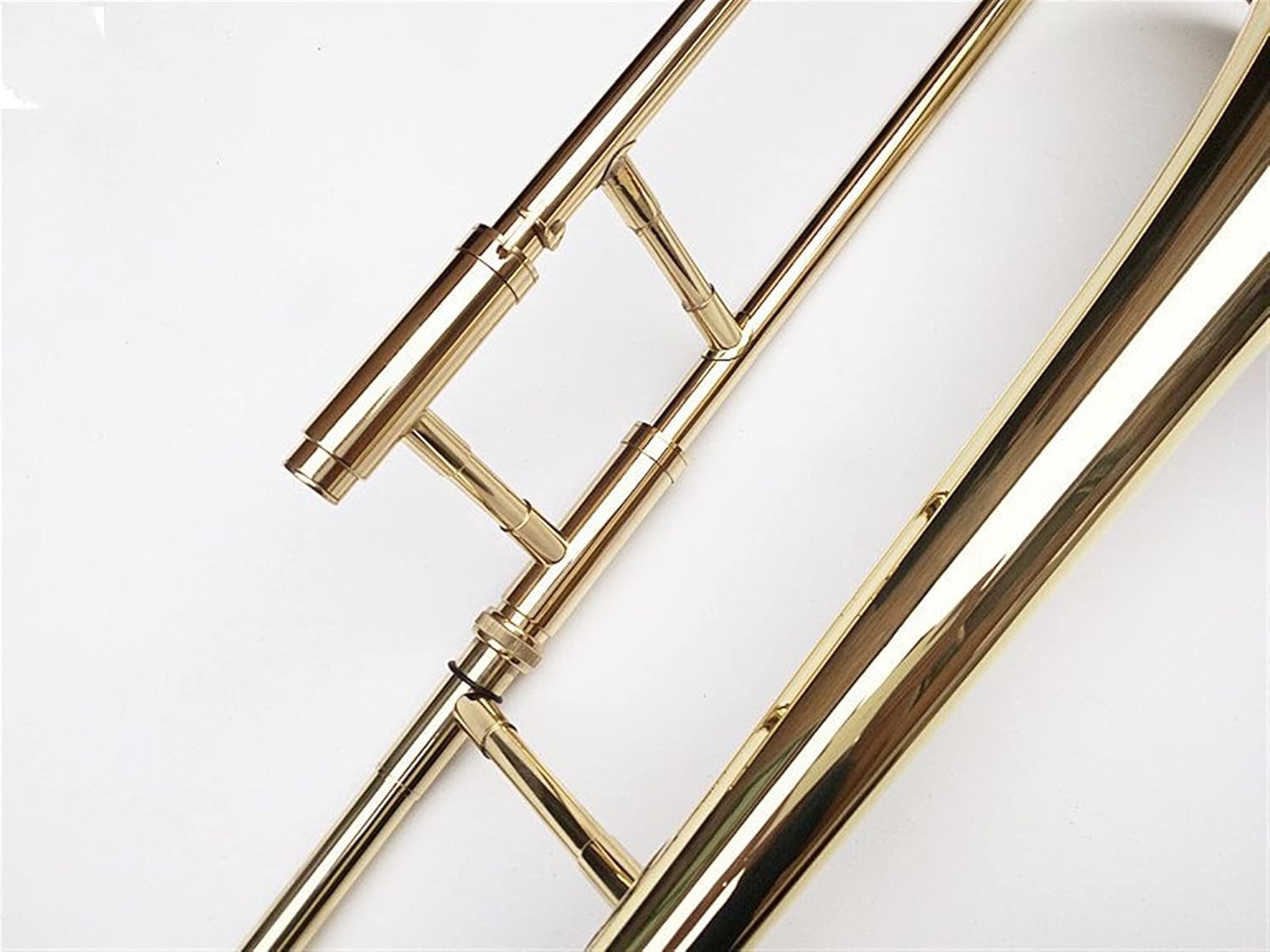 Student Trombone Bb Alto Trombone Brass Golden Paint B Flat Wind Instrument with Cupronickel Mouthpiece Cleaning Stick Box Trombone Kit