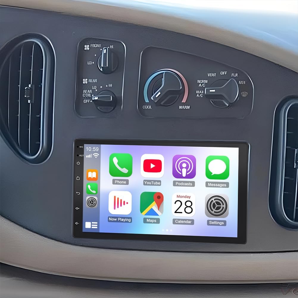 Double Din Car Stereo for Ford E150 E250 E350 1998-2008,7 inch Touch Screen Car Radio for Ford E150 E250 E350 Head Unit with CarPlay Android Auto GPS Navi Bluetooth FM WiFi AHD SWC Backup Camera