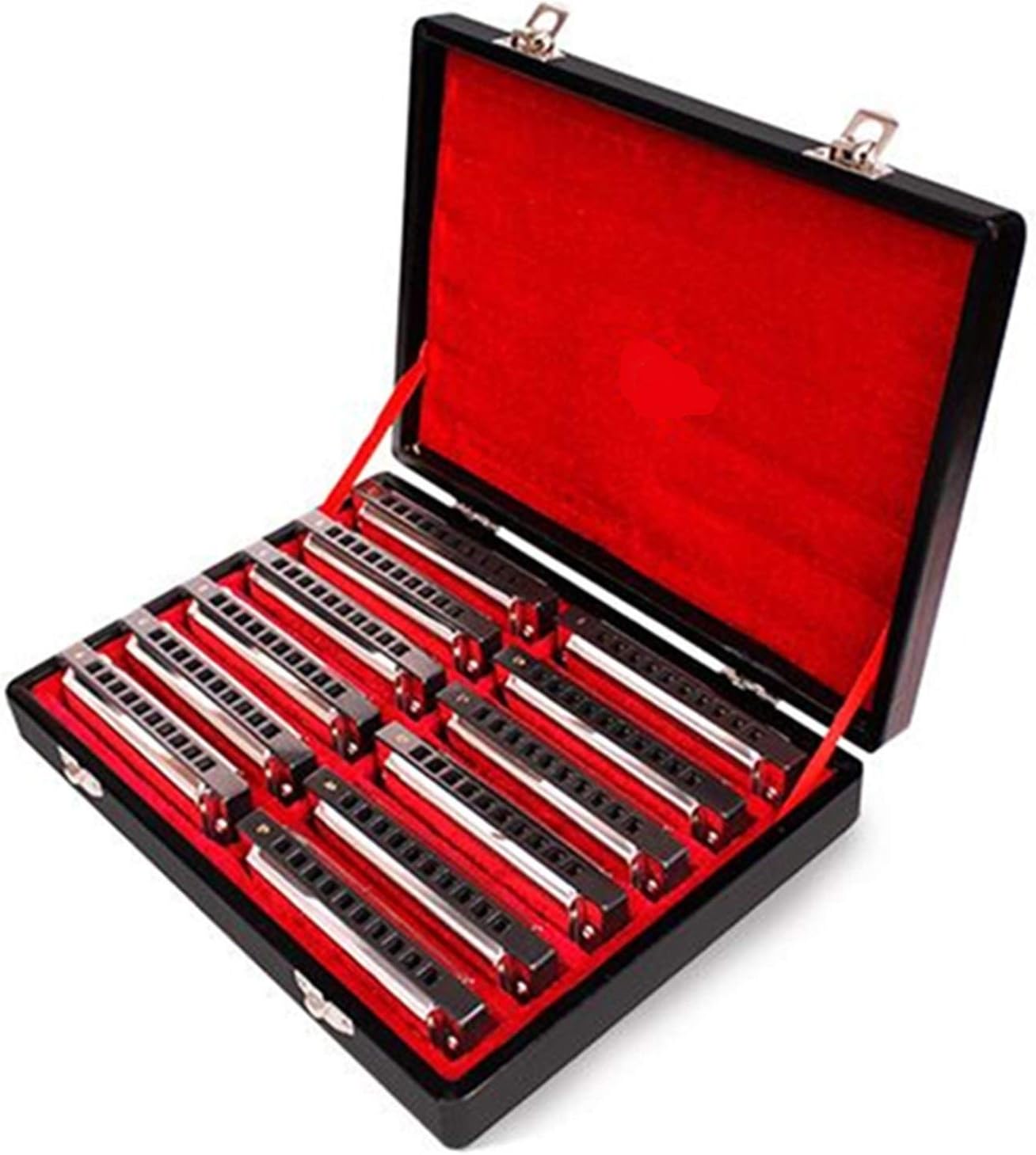 Harmonica 12Pcs/Set 10 Hole 20 Tone Harmonica Senior Diatonic Blues Harp A/B/C/D/E/F/G Key Mouth Organ Sliver