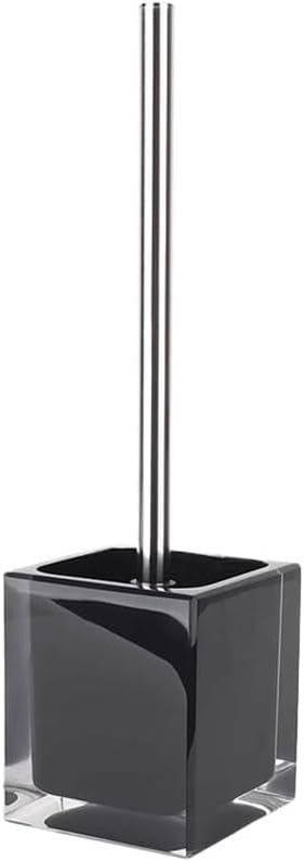 Toilet Brush Resin Floor Standin Toilet Brush Black Square Toilet Bowl Brush Holder Set with Base Stainless Steel Handle Toilet Brush Deep Cleaning