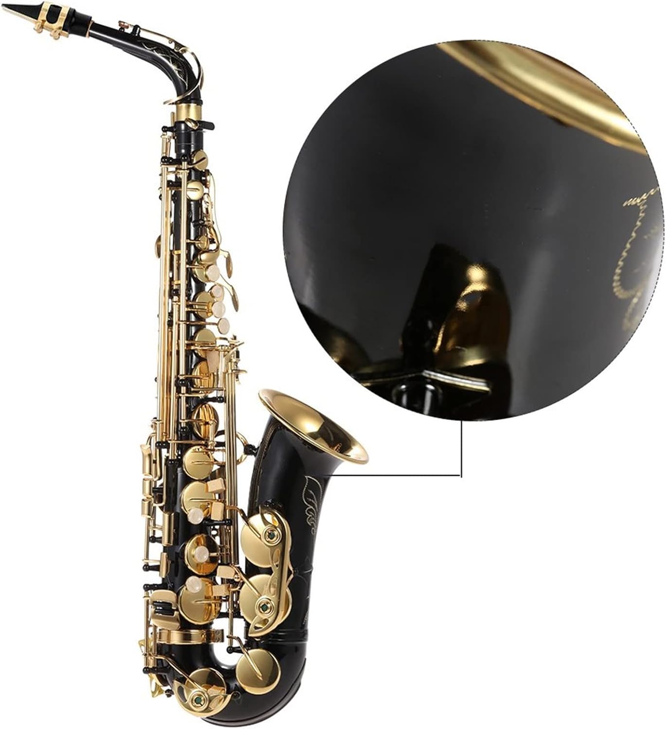 EB Alto Saxophone Brass Lacquered Gold E Flat Sax Woodwind Instrument with Padded Case (Color : 1)