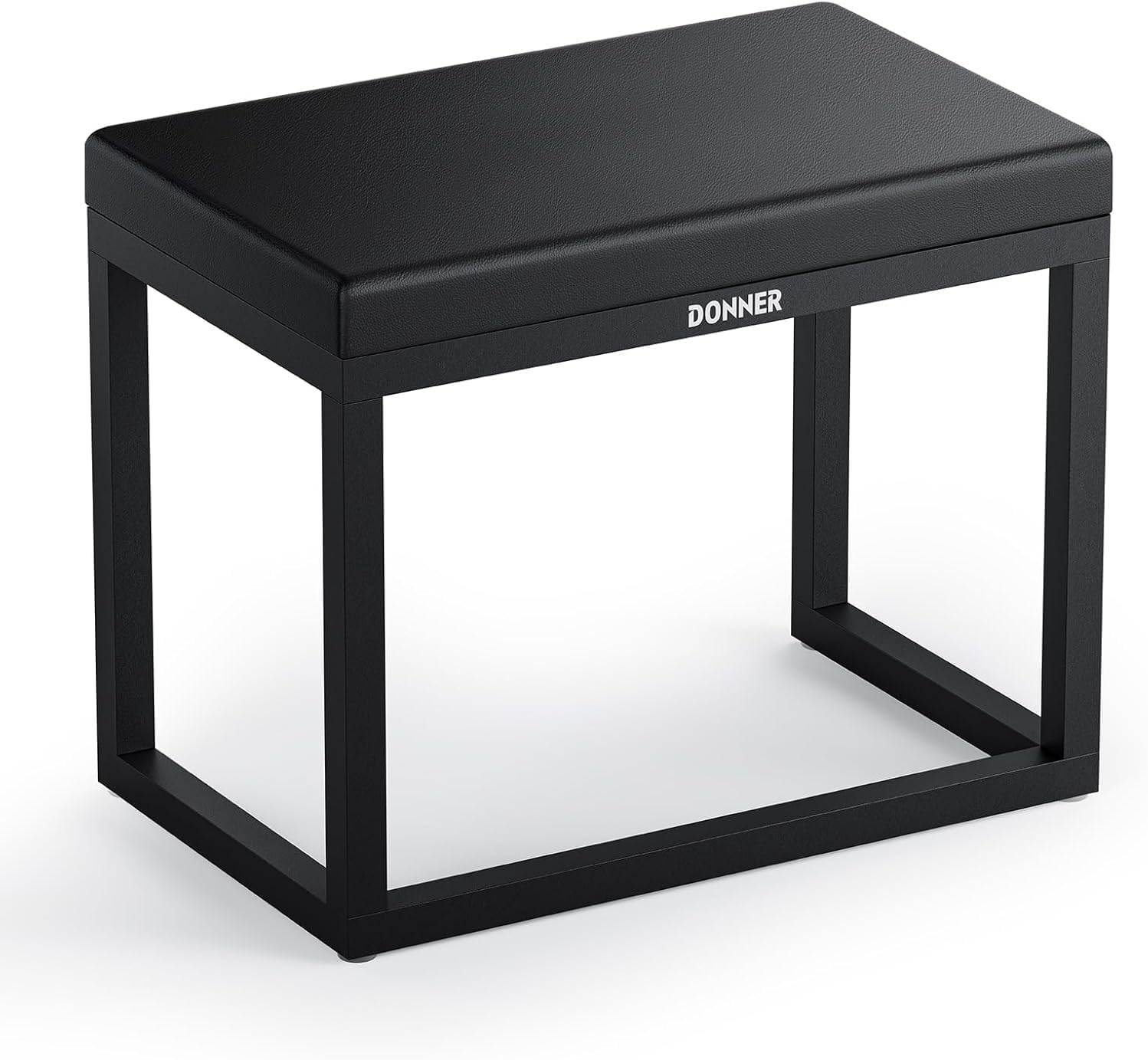 Donner Piano Bench, Home Style Corrosion Resistant Keyboard Stool, Modern Minimalist Design Metal Piano Seat with Thick Padding, Black Piano Chair with Cushion, DKB-200