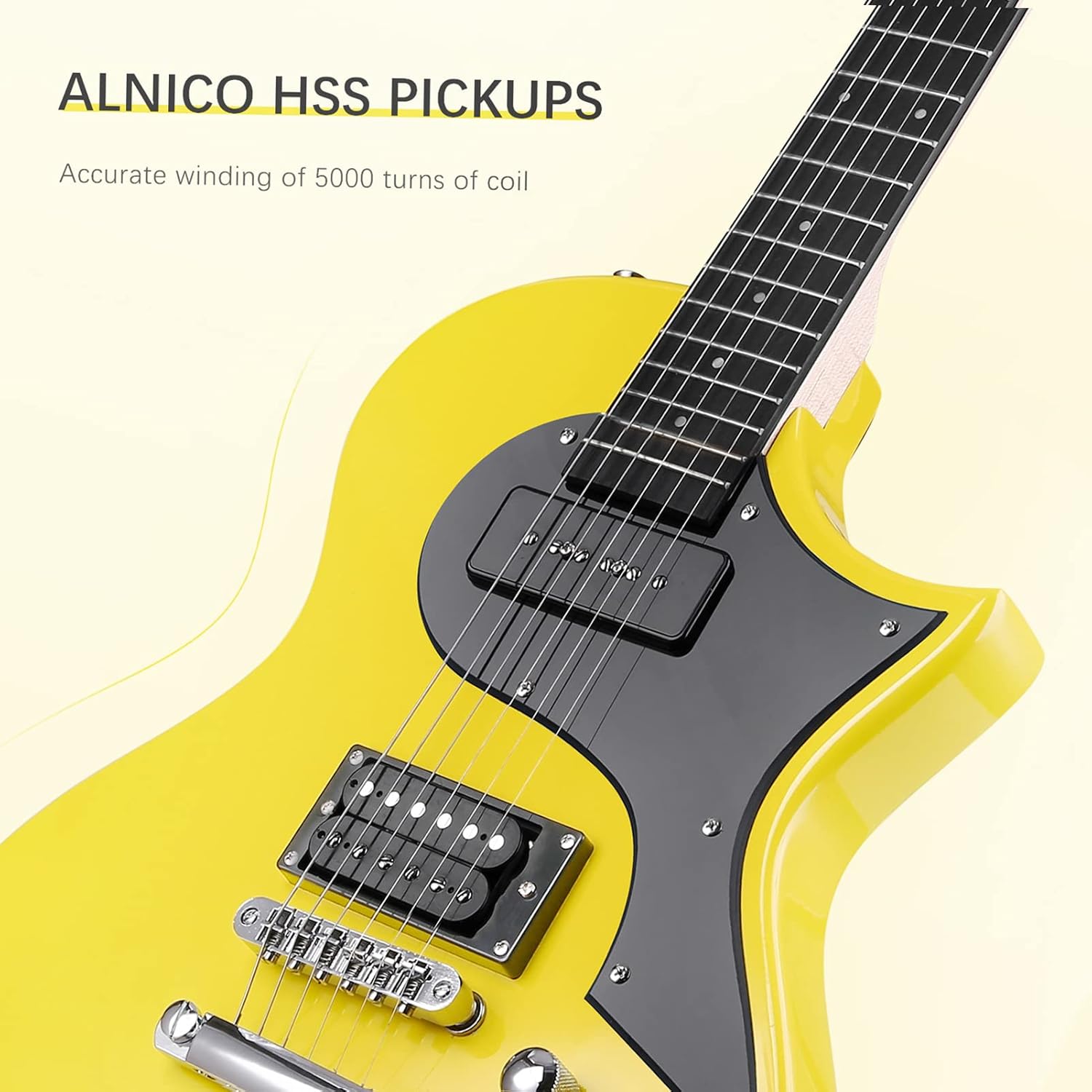 40 Electric Guitar, Solid Body Electric Guitars Kit with Pickup, Gig Bag for Beginner (Yellow)
