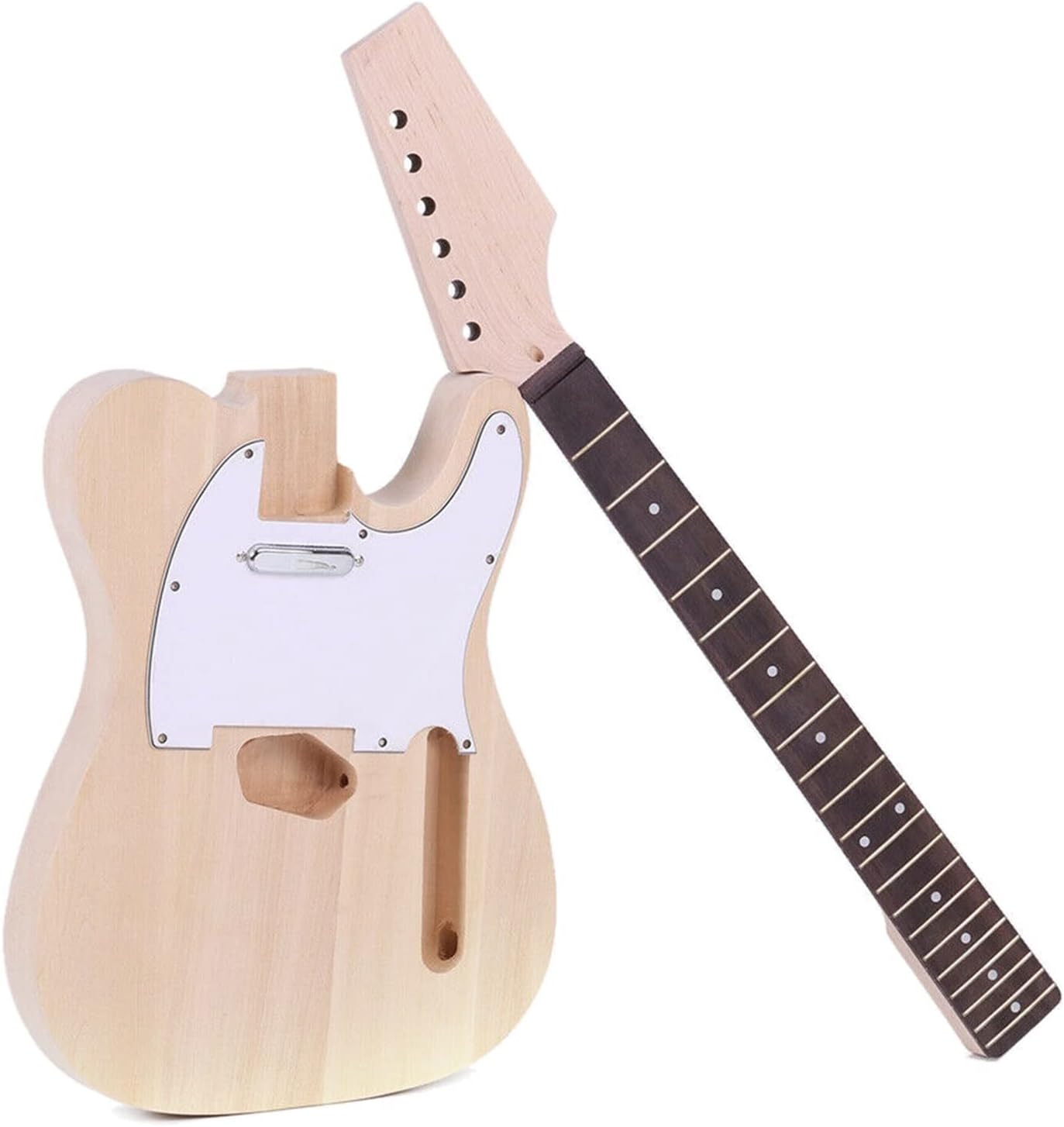FLFL Wood Electric Guitar Kit String Instrument Maple Guitar Neck Replacement Unfinished Guitar Kit