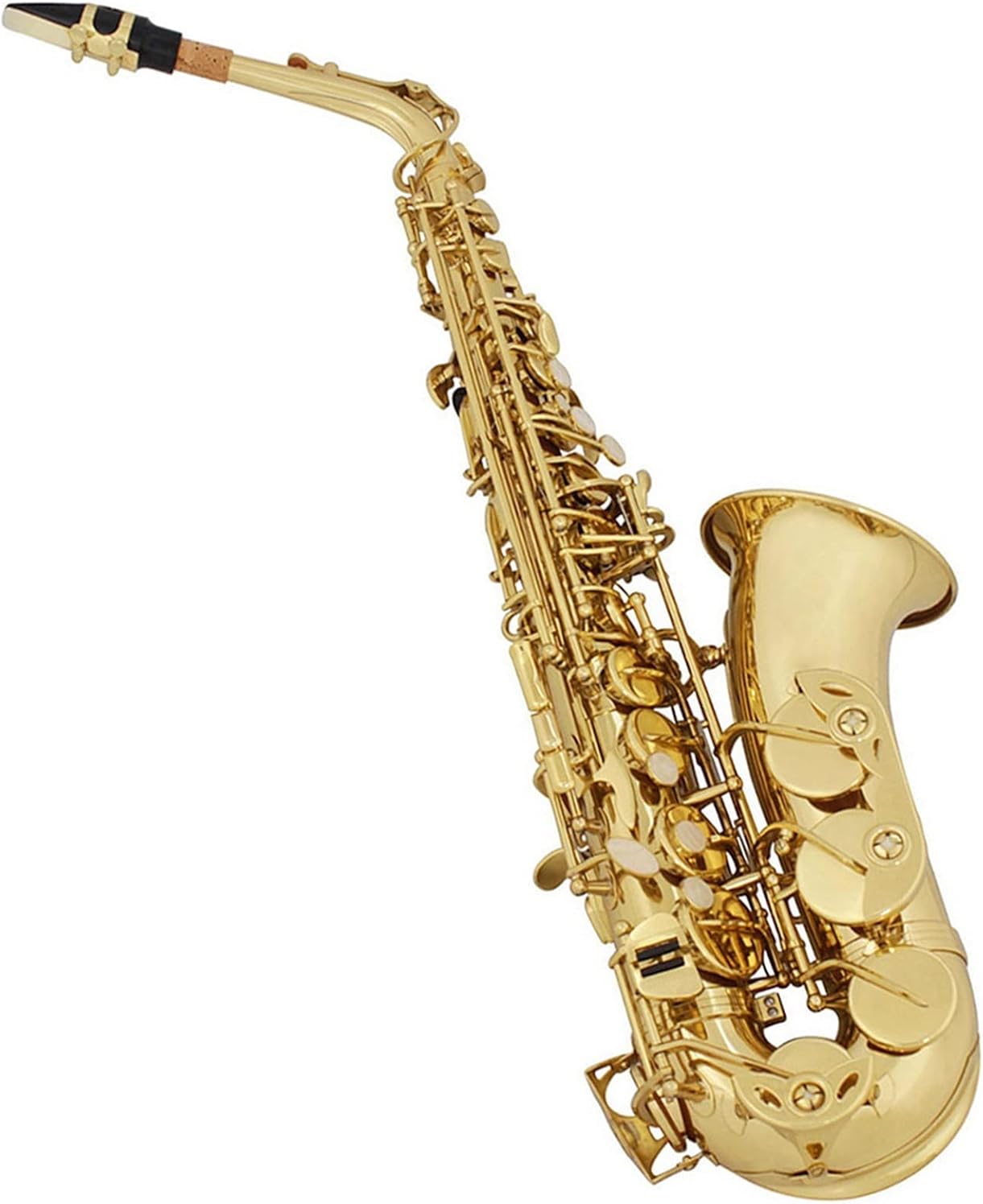 EB Alto Saxophone Brass Gold-Plated E Flat Musical Woodwind Instrument with Case (Color : Gold)
