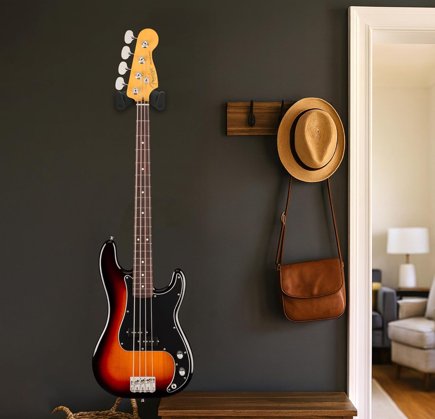 Fender American Professional Classic Precision Bass - 3-Color Sunburst Bundle with Gig Bag, Strap, Cable, and Guitar Cleaning Kit