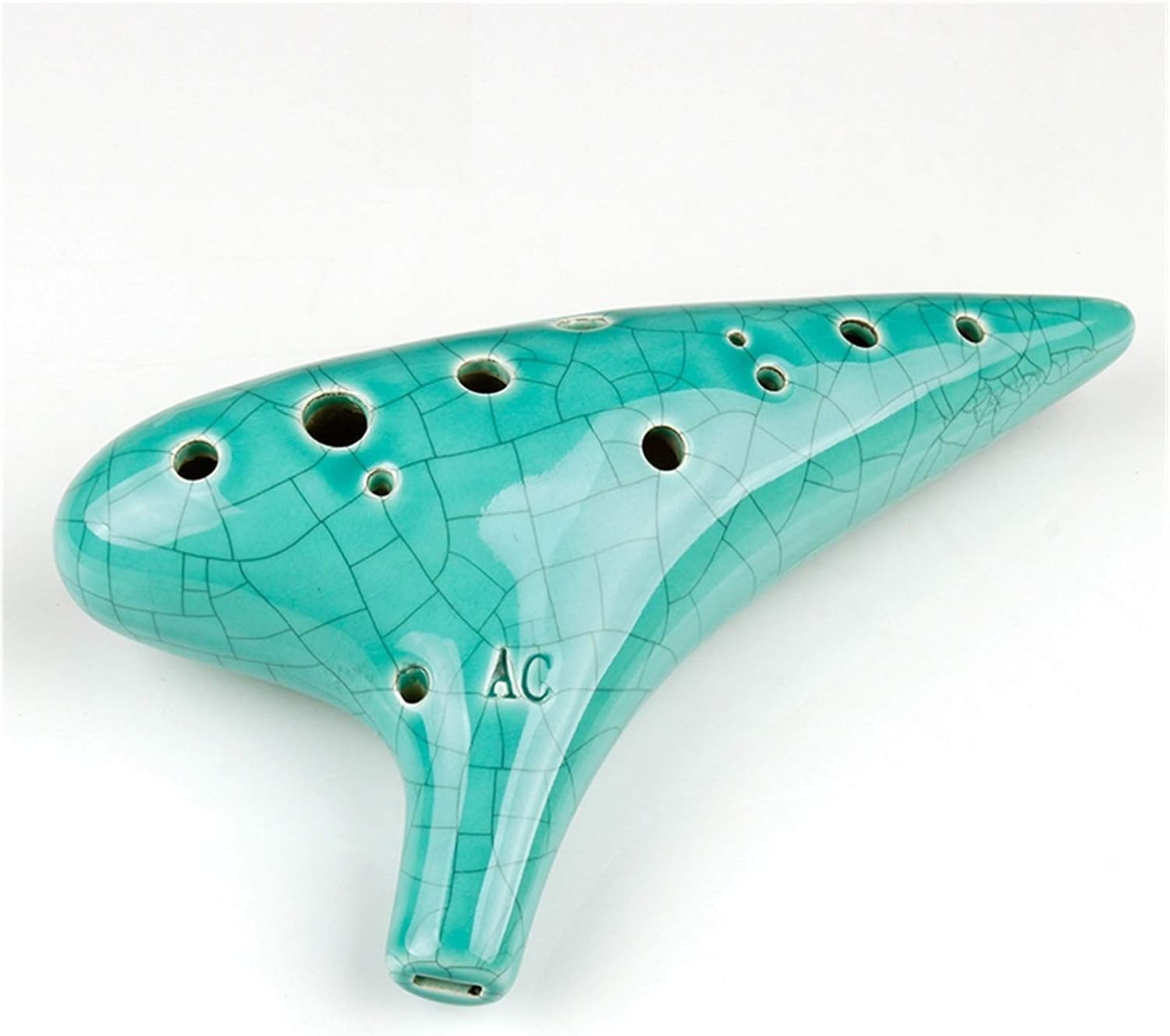 12 Holes Alto C Ocarina Green Ice-Crack Special Music Instruments Chinese Woodwind Instrument Flute(Ocarina with Bag)