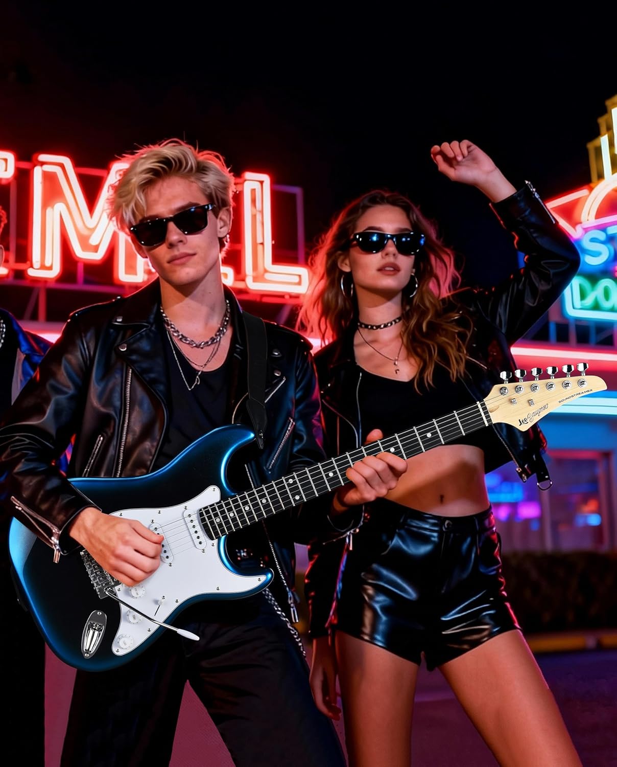 Leo Jaymz Beginner Electric Guitar Complete Kit with Portable Amp, Padded Gig Bag & Full Accessories, Maple Neck SSS Pickups (Blue-Black Fade)