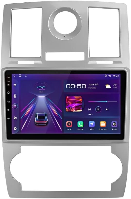 ikasus 9 Inch IPS Touchscreen Car Audio Multimedia Receivers for Chrys-ler 300C with Wireless Carplay/Android Auto, Car Stereo GPS Navigation Bluetooth Player HeadUnit 2+32G FM/RDS Radio WiFi DSP