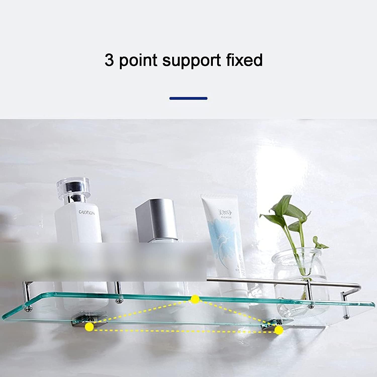 IOCCIOBB Bathroom Glass Shelf Small Locker Bathroom Glass Shelf Shower Shelf Storage Shelf Wall Mount Bracket Tempered Glass Shelf (Color : Style2, Size : 50 * 10.5 * 4cm)