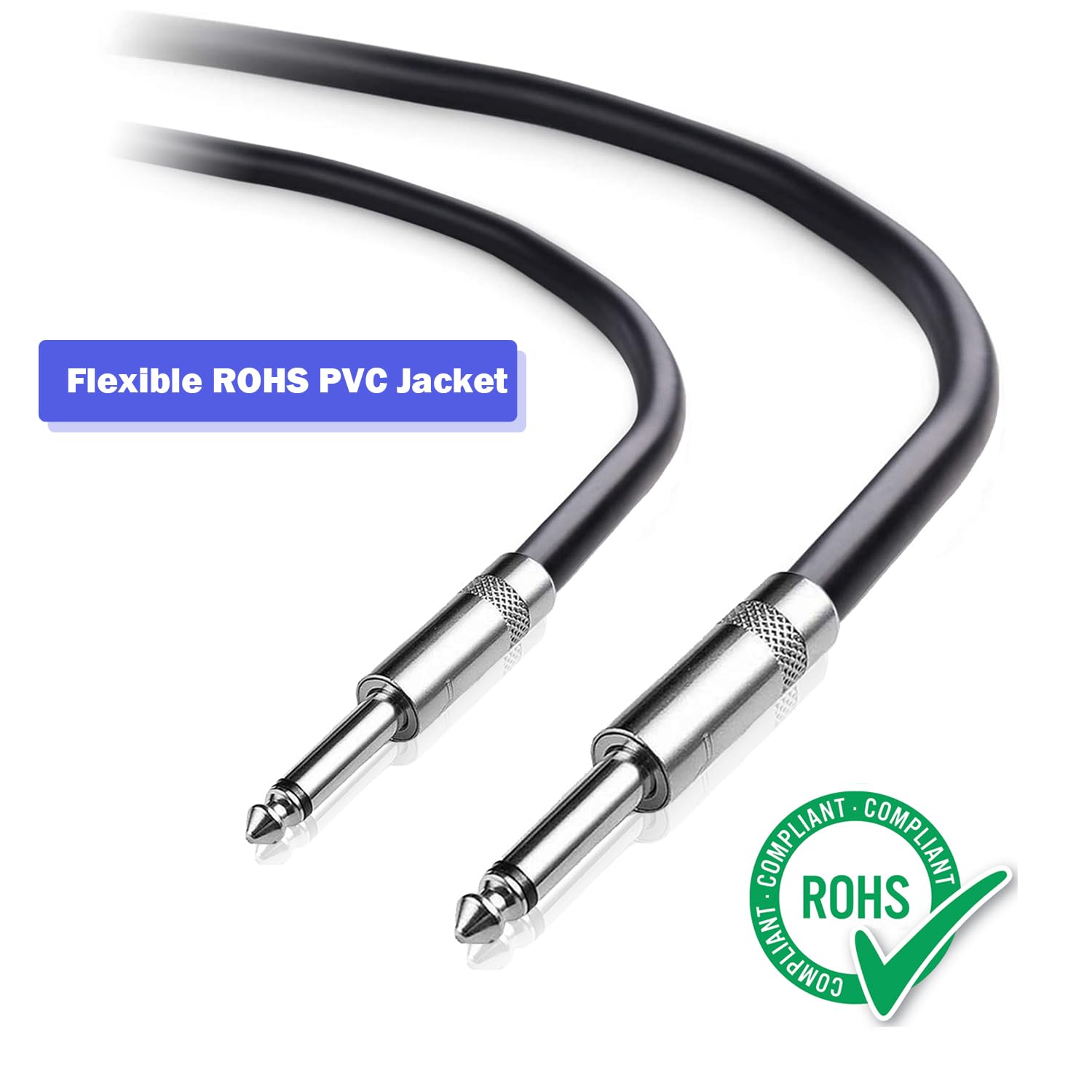 2 Pack 100ft 1/4 Inch to 1/4 Inch Male Speaker Cable, 100 feet 6.35mm Stereo Audio Connection Cord, 12 Gauge AWG Wires