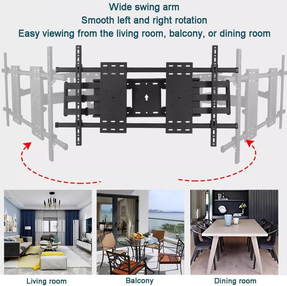 Full Motion TV Wall Mount for 70-120 Inch, TV Wall Mount LED Flat Panel Screens Bracket, Bedroom Living Room Office Adjustable Bracket, Extension Range 6.5-66cm