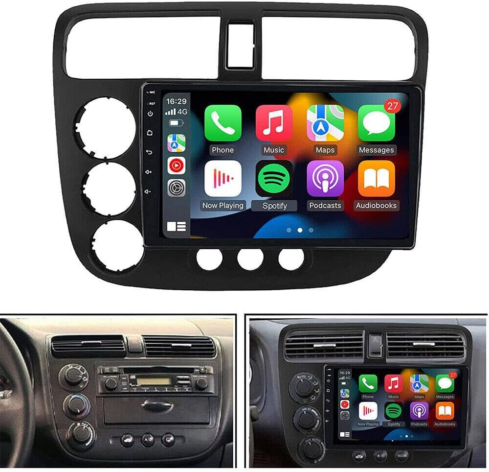 Touch Screen Double Din Car Stereo for Honda Civic 2000-2005 for Android Auto with CarPlay 9