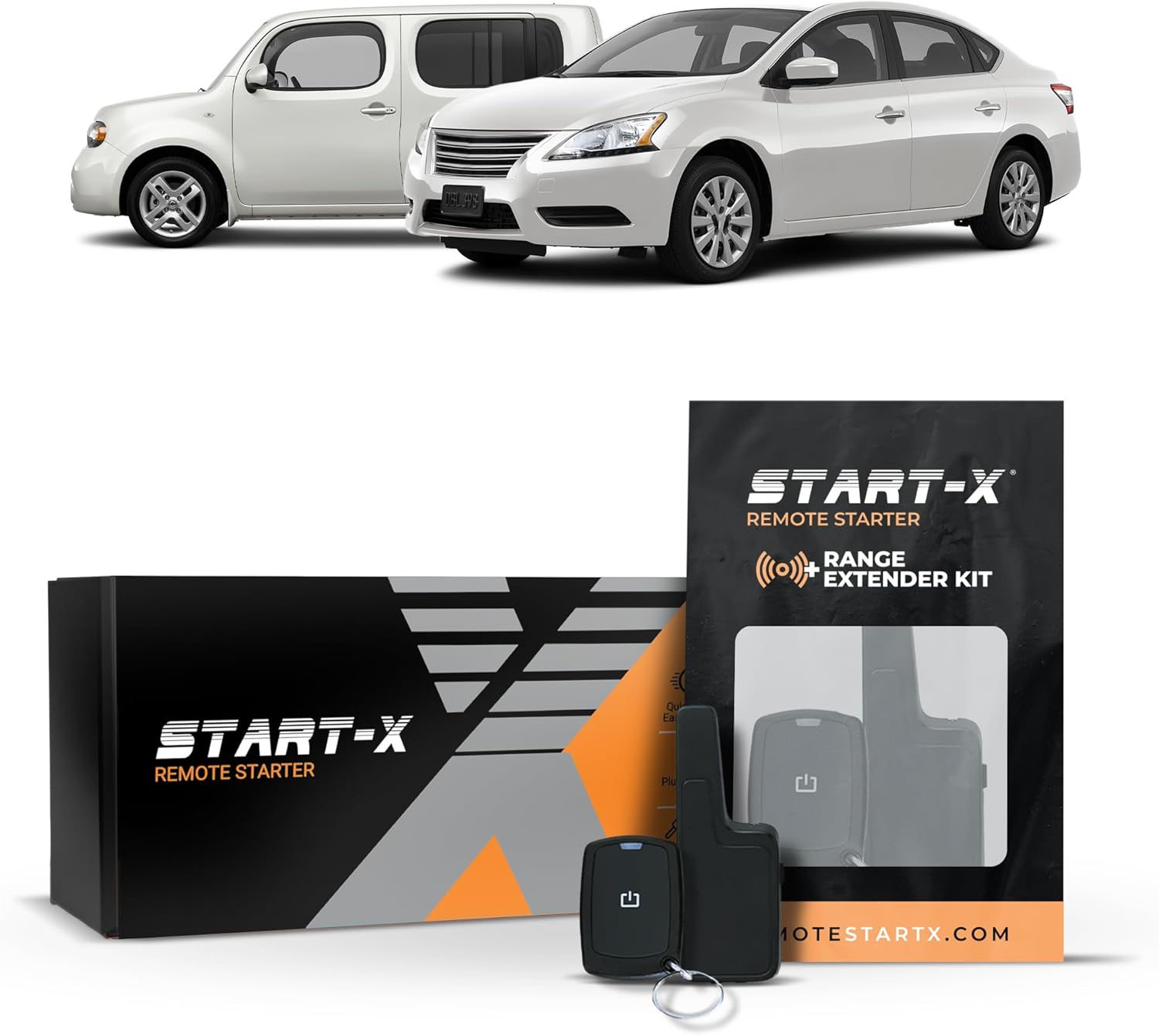 Start-X Remote Starter Kit + 2000ft 1 Way Range Extender for Nissan Sentra (2013-19), Versa (2012-19), Cube (2009-14), and Versa Note (2014-19) Vehicles with Immobilizer and Key Ignition