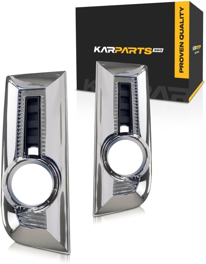 KarParts360 For GMC Terrain 2010 11 12 13 14 2015 Fog Light Bezel Driver and Passenger Side | Pair | Front | Chrome | Replacement For GM1038123, GM1039123 | 25818477, 25818476