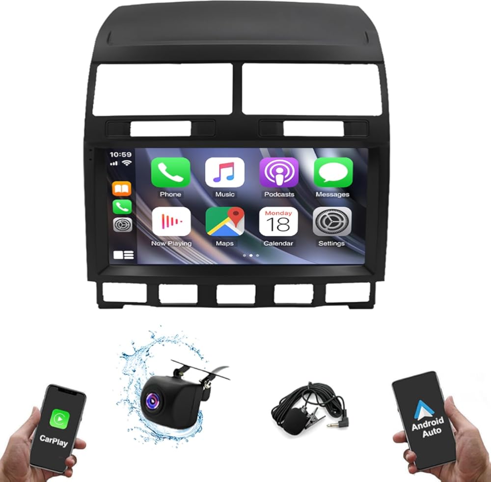 Android 13 Car Radio Stereo, 9'' Touch Screen Double Din Car Audio fit for Touareg 2003-2010 with Carplay & Android Auto GPS WiFi Bluetooth Mirror Link Backup Camera Mic [2+32G]