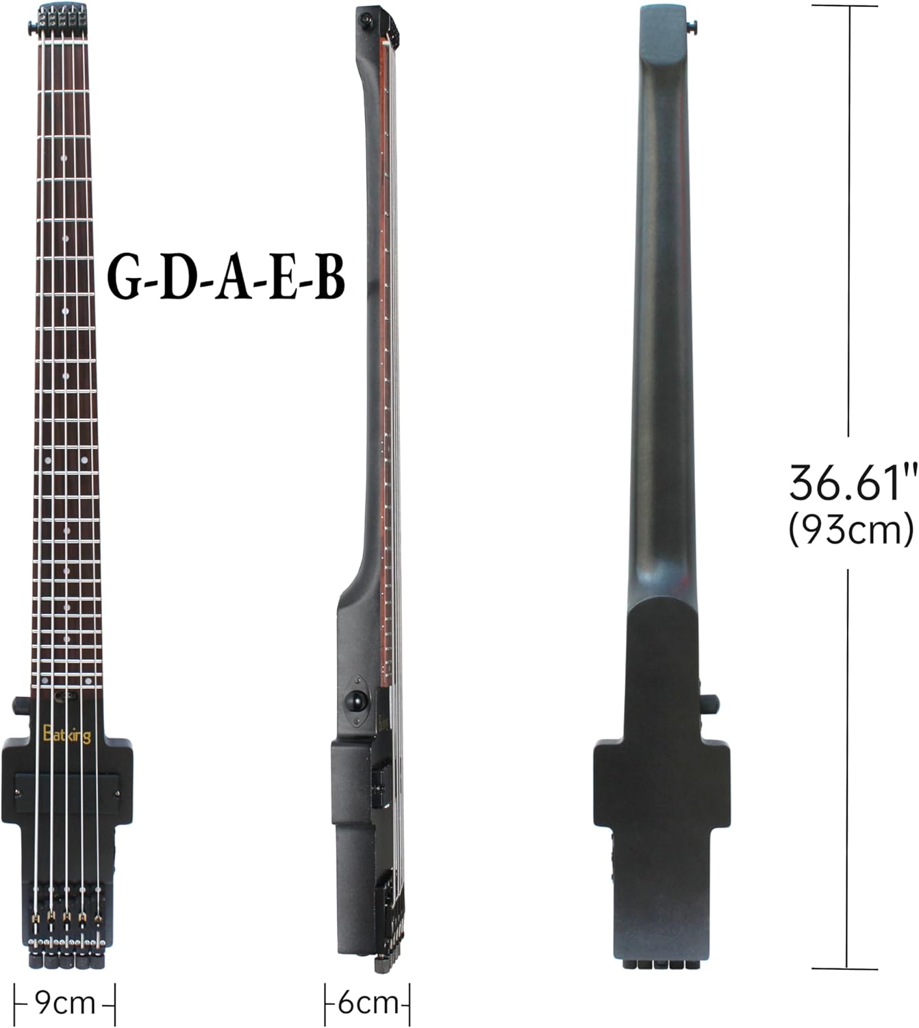 Batking Travel Bass Guitar Electric Headless Bass, 5 Strings Electric Bass with Gigbag & Truss Road & Wire