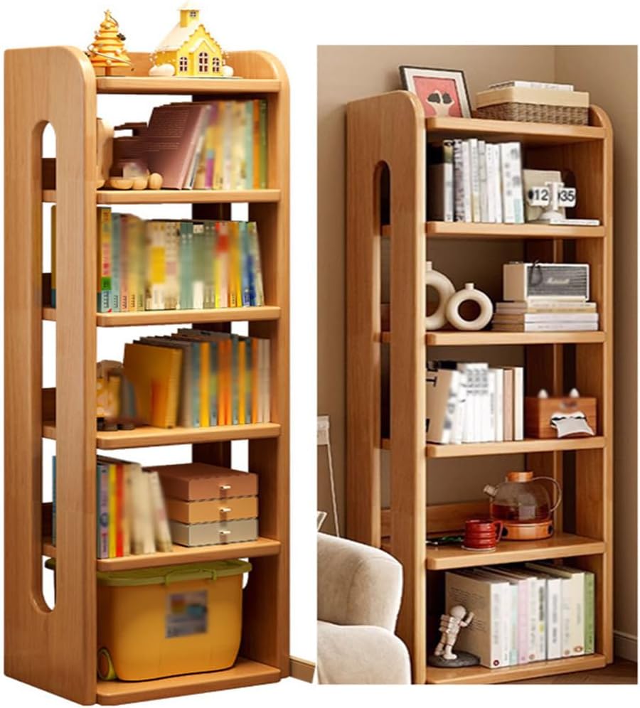 Narrow Storage Organizer Bookshelf Solid Wood Bookcases with Open Display Shelves for Toys and Books Space-Saving Wall Mount Narrow Book Shelf,80 * 30 * 100cm
