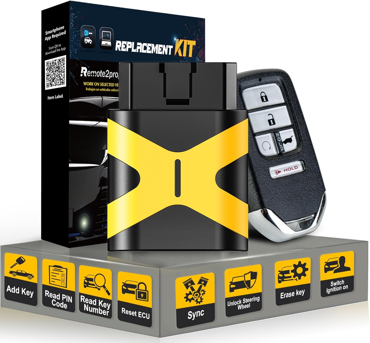 DIY Programming Car Key Uncut Keyless Entry Remote Start Replacement for 2016-2019 Honda Civic/Pilot with FCC: KR5V2X (5 BUTTON/KR5V2X)