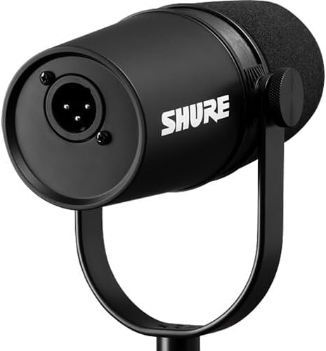 Shure MV7X XLR Podcast Microphone with XLR Cable - Dynamic Mic for Podcasting & Vocal Recording, Voice-Isolating Technology, All Metal Construction, Mic Stand Compatible, Optimized Frequency - Black
