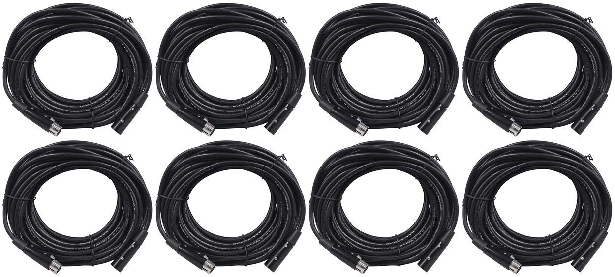 Rockville RDX5M50 50-Ft 5-Pin Male to Female DMX Lighting Cables, 100% OFC Copper Conductors, 120-Ohm Impedance, Nickel-Plated Connectors, Braided Shield for EMI/RFI Rejection, 8-Piece