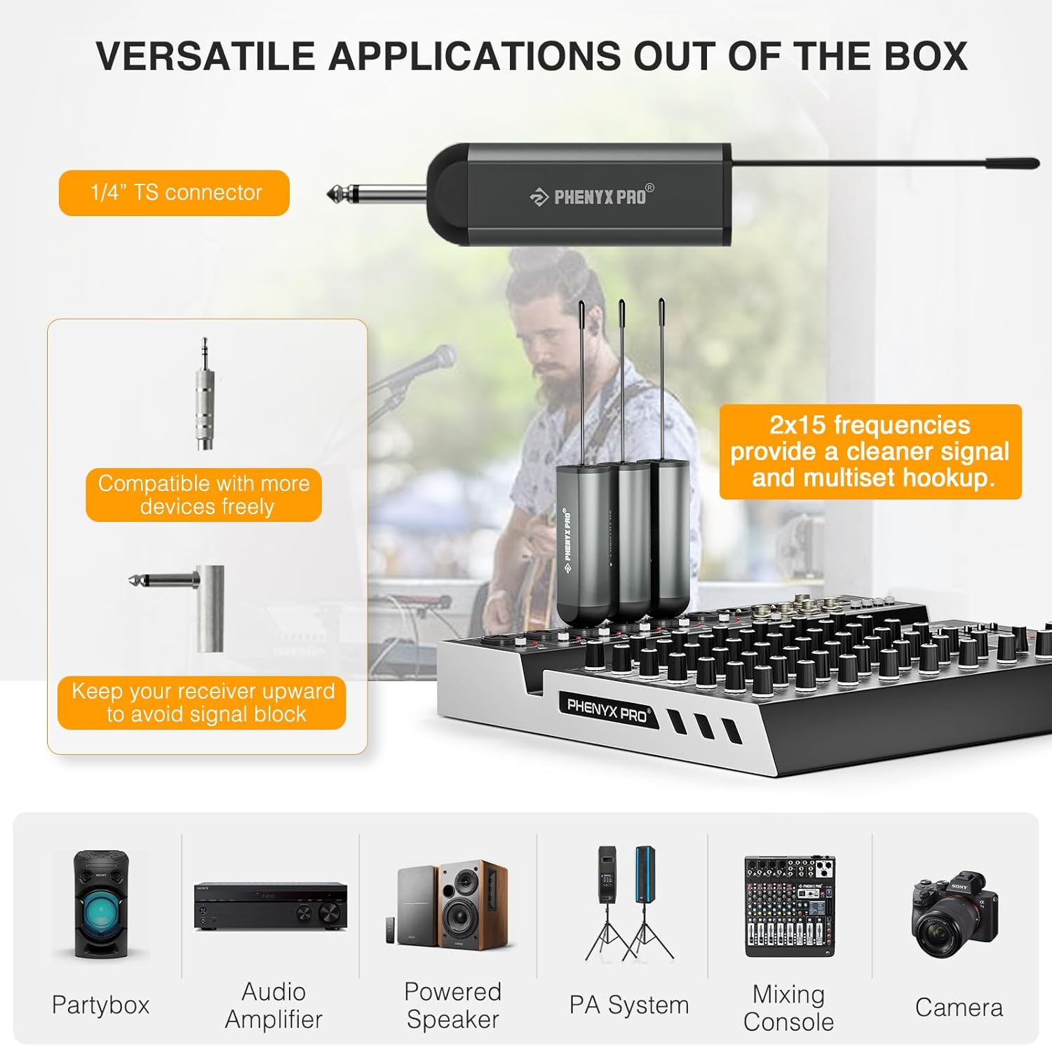 Phenyx Pro Dual Digital Wireless Microphone System PDP-2-2B Bunble with Handheld Microphone PWH-P-900