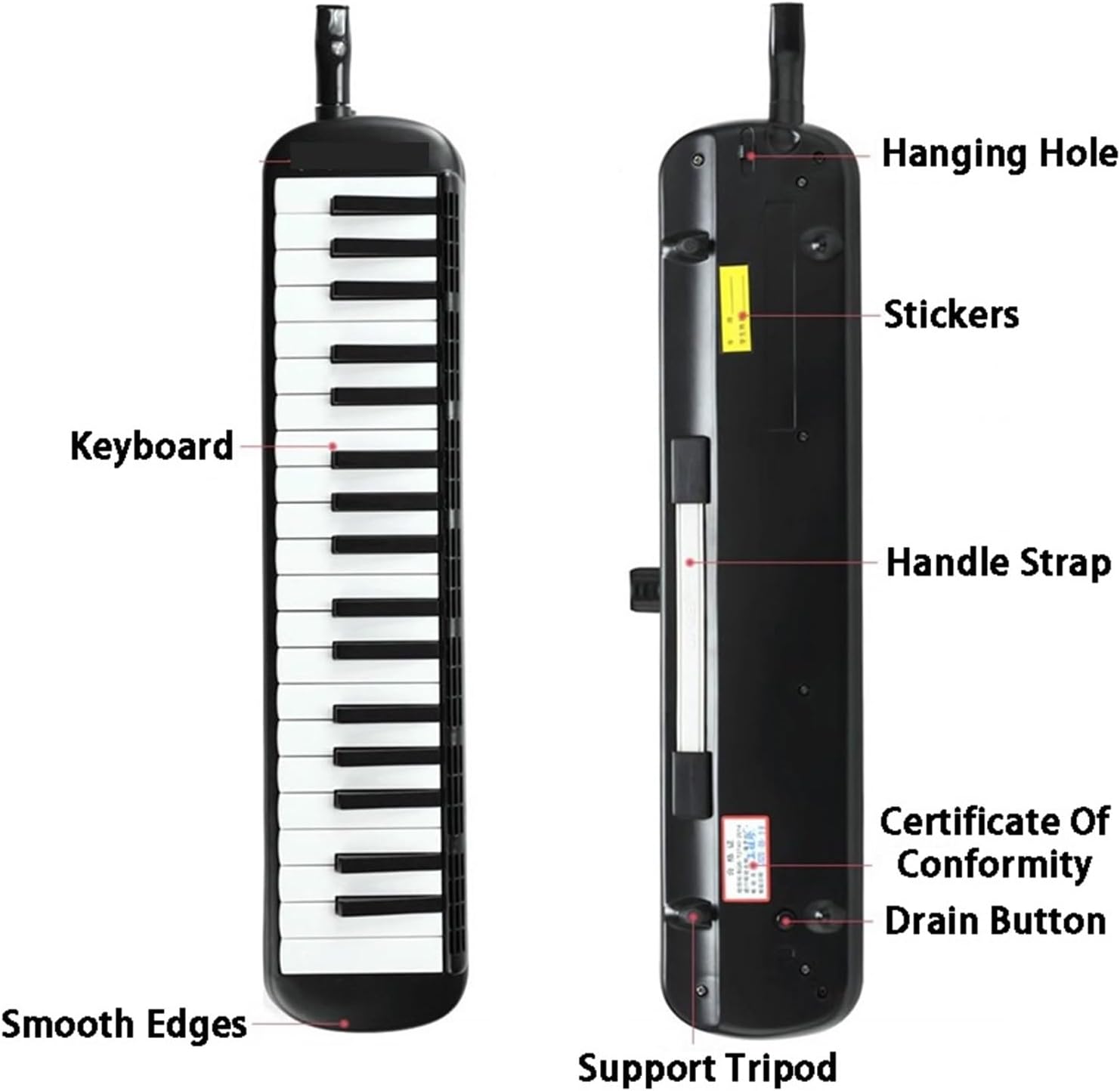 Melodica Professional Melodica 37 Keys Children's Musical Keyboard Kids Mouth Organ Melody Mouth Piece Button Accordion Music Instruments