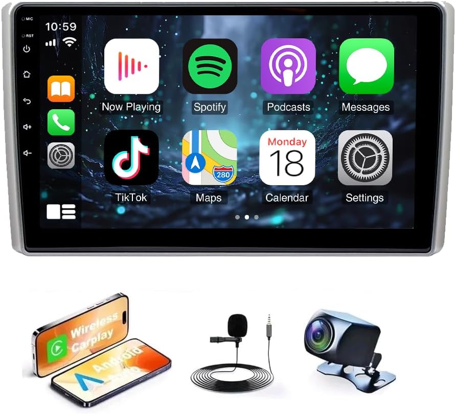 4GB+64GB 10.1 Inch Android 14 car Stereo Radio for Honda Element 2003 2004 2005 2006 Touch Screen Car Stereo Radio w/Wireless Carplay & Android Auto WiFi Bluetooth Navigation Camera MIC