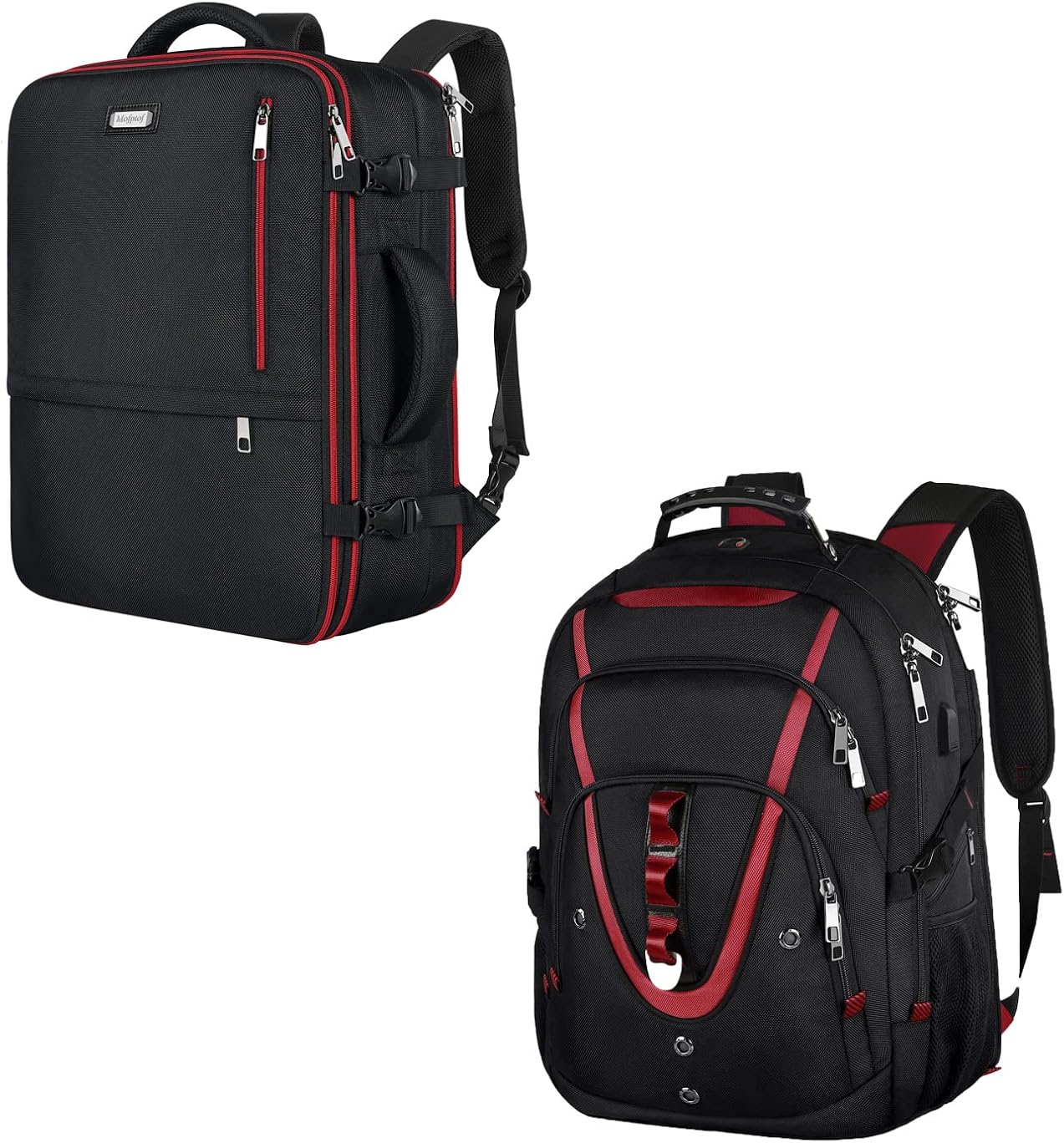 Mogplof 40L-50L Carry On Travel Backpack + 18.4 Laptop Backpack Red For Men Women, Extra Large Business Backpack Suitcase Anti Theft TSA Friendly Backpack, Water Resistant With USB Charging Port