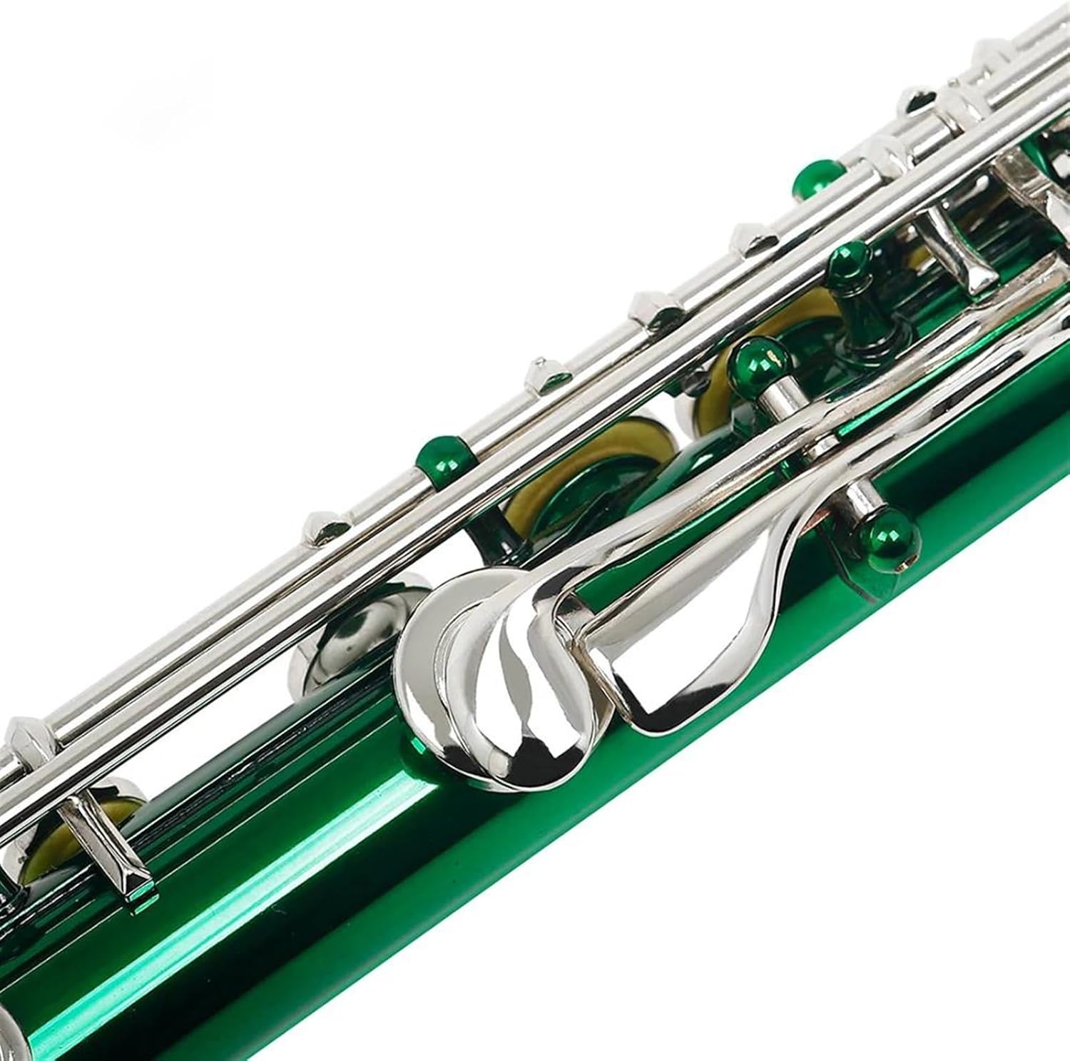 Green 16 Holes C Tone Flute With E Key Woodwind Instrument Cupronickel Flute With Padded Bag Music Accessories