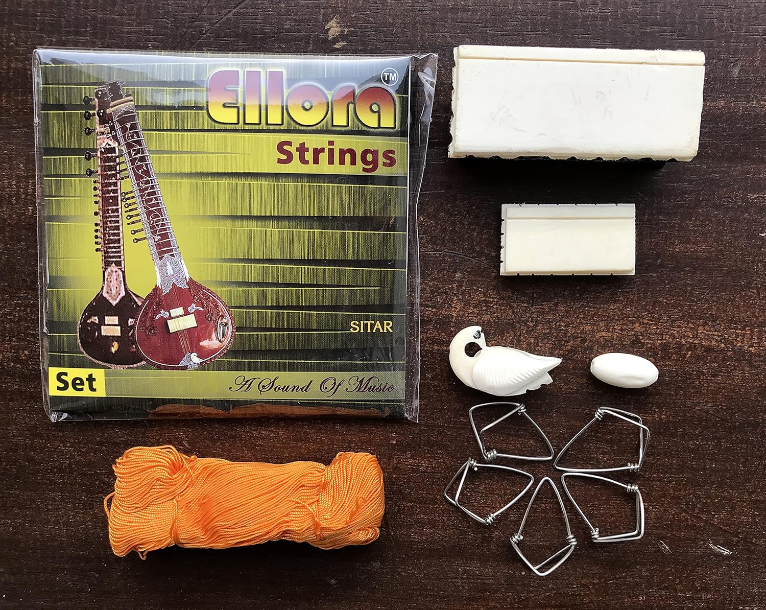 Sitar Accessories Strings Bridge Mizrab fret thread tuning beads all in one