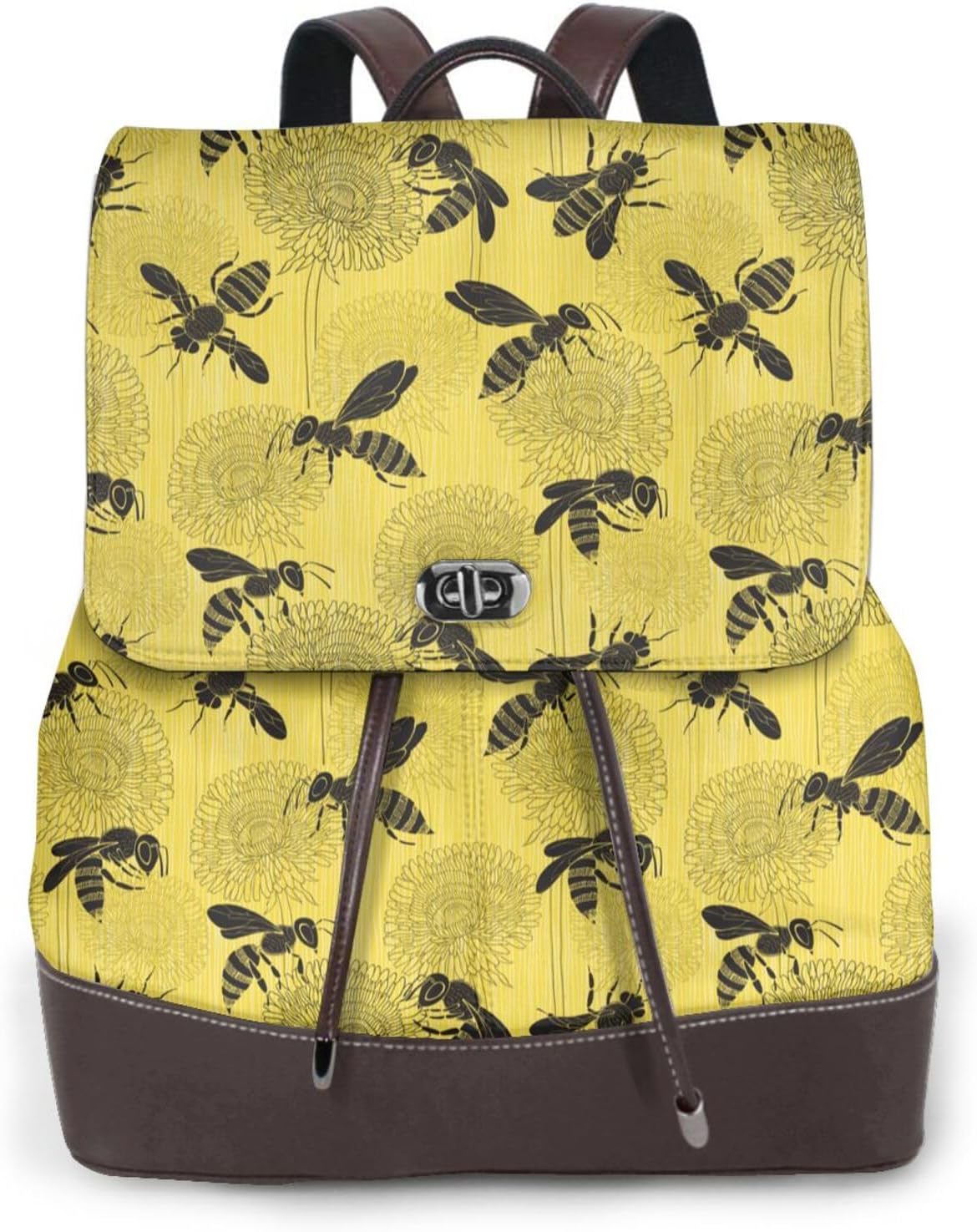 Bees and Dandelions for Womens Backpack Purse Microfiber PU Anti-theft Large Fashion Designer Travel Bag Ladies Shoulder Bags