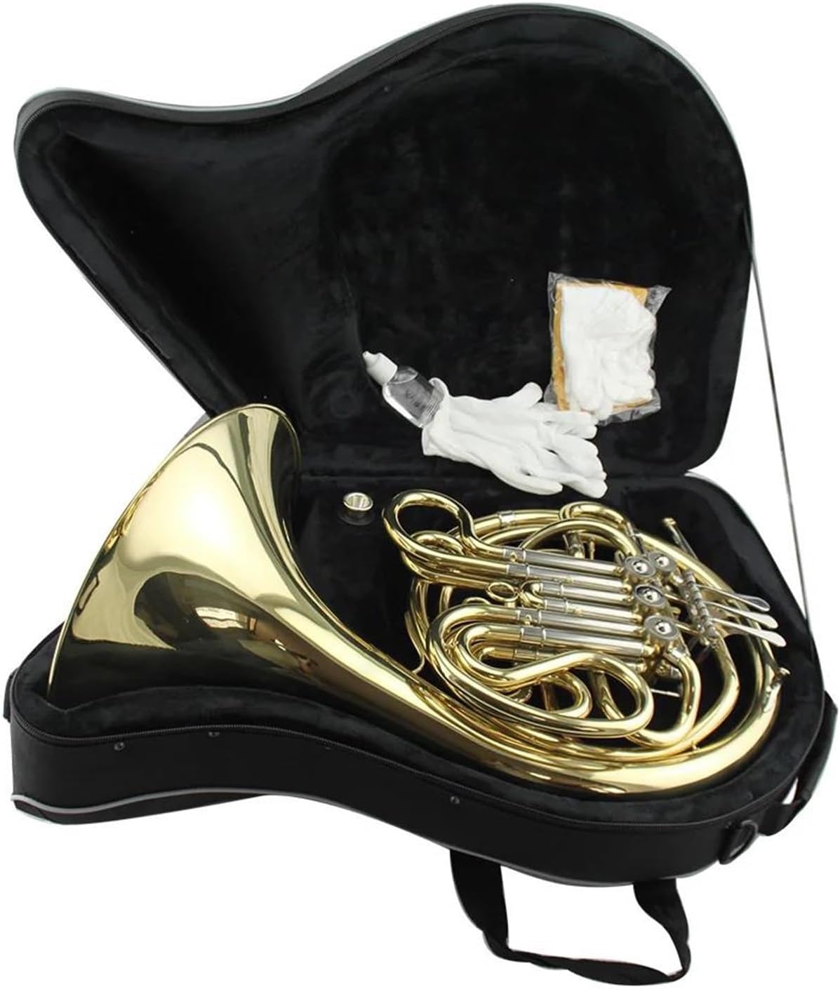 4 Key French Horn Gold Lacquer 4 Key Double Row French Horn Instrument