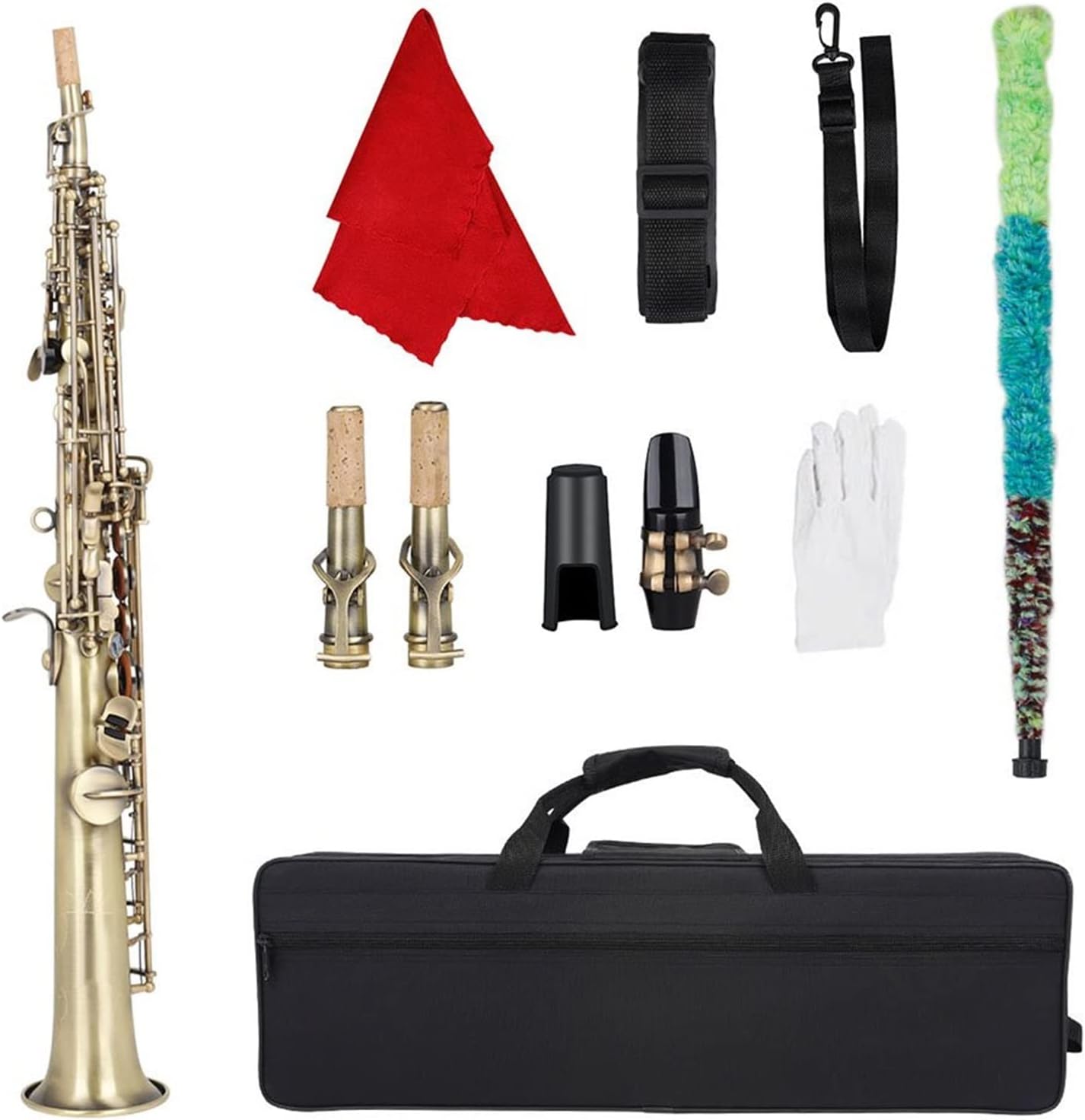 KESHUO Saxophone Sax Bb B Brass Body Abalone Shell Keys Saxophone Wind Musical Instrument with Case Accessories Brass Sax Beginners Kit