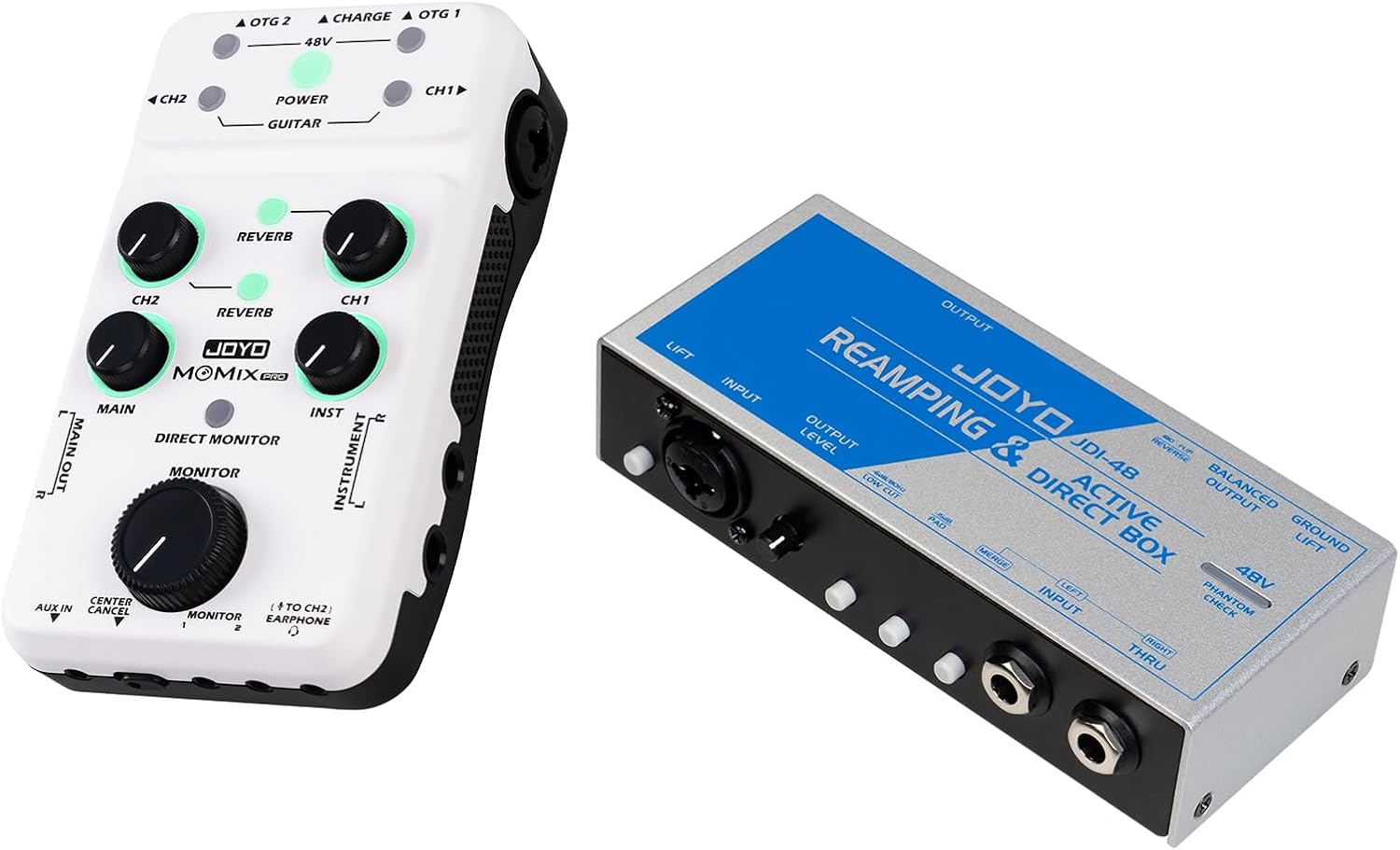 JOYO Audio Mixer USB Audio Interface (MOMIX PRO) Bundle with JOYO Reamping and Active Direct Box(JDI-48)