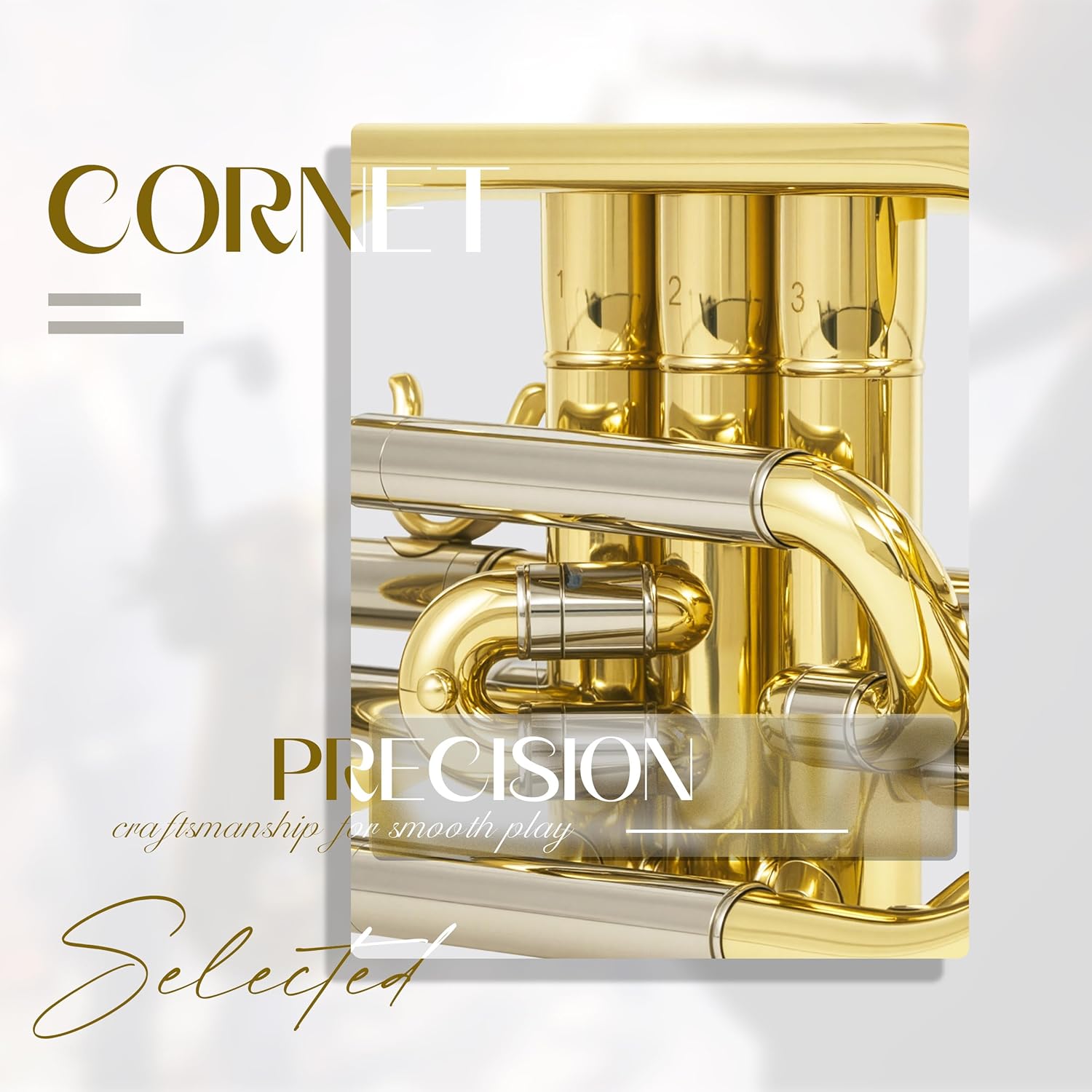 AKLOT Player-Friendly Bb Cornet Kit: Warm Tone with Gold Brass Leadpipe, Hand-Hammered Bell, Smooth Valve Action, Includes Hard Case, Mouthpiece, Gloves, Cloth – Great for Jazz, Marching & Students