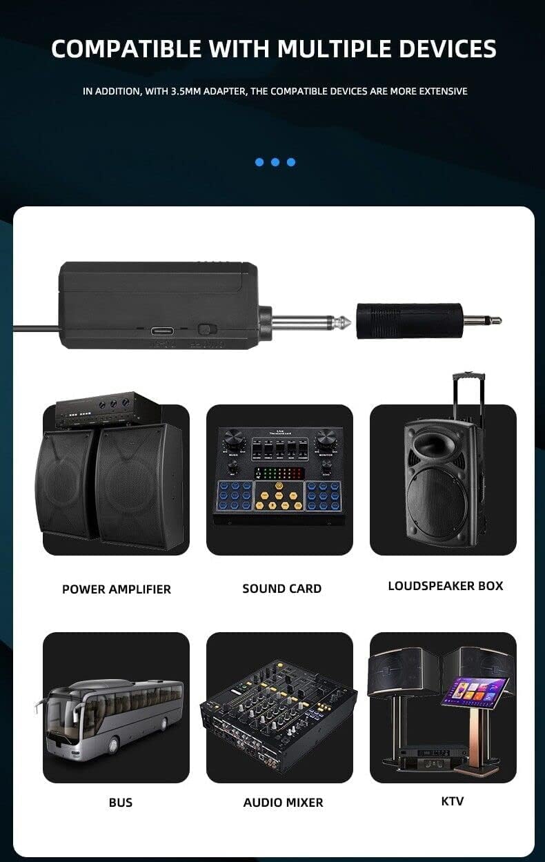 Wireless Mic, Microphone, Karaoke Handheld mic System 6.35mm Jack, 30-50 Meter Cordless Range for House Parties, Karaoke Singing,Wedding,School Presentation, Speaker,Amplifier