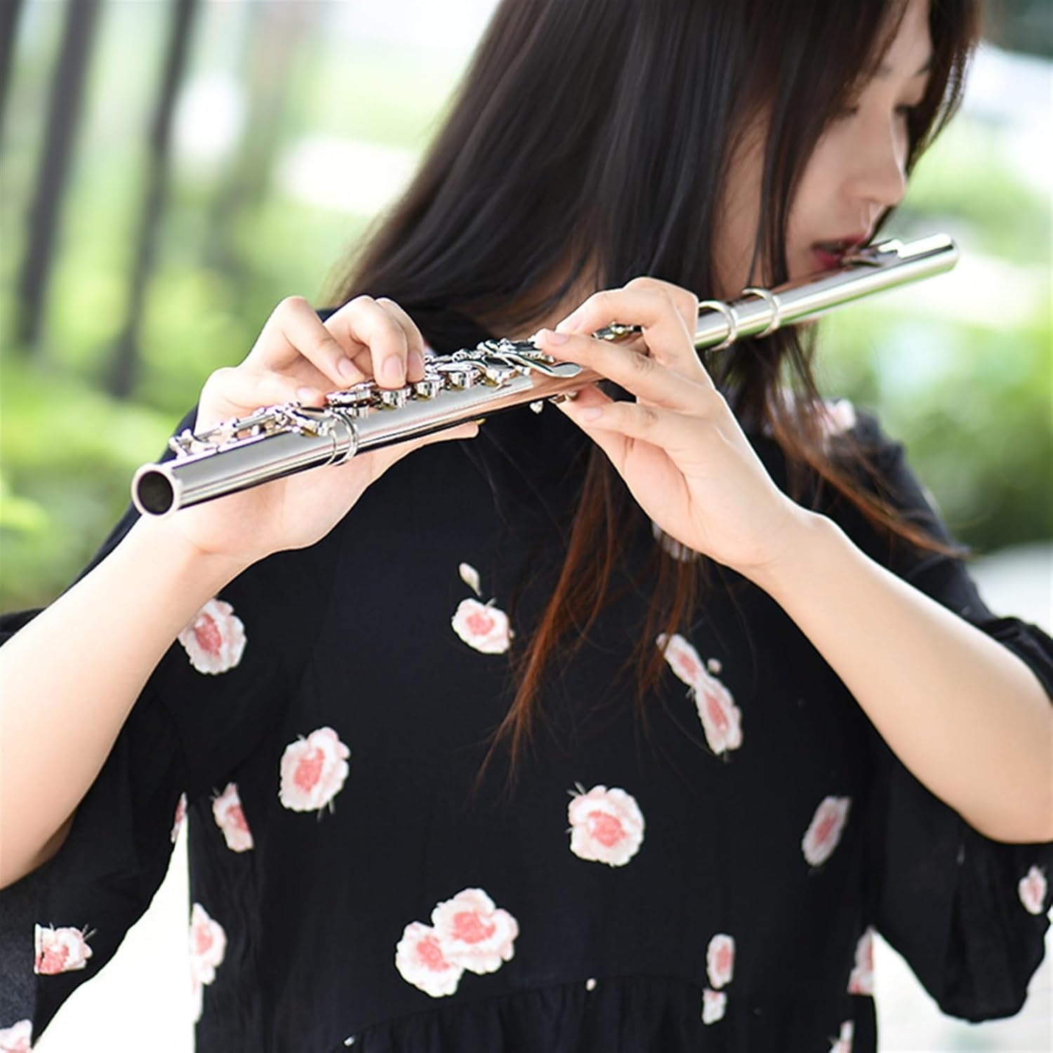 Flute Flute Silver Plated 16 Holes C Key Cupronickel Woodwind Instrument with Bag Flutes Musical Instruments