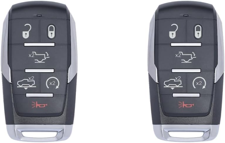 Replcament Smart Key Fob for RAM 1500 Big Horn HFE Laramie Limited Limited Longhorn Lone Star Rebel TRX Tradesman 2020 FCC OHT-4882056 OHT4882056 Part Number 68584156 68584156AA Pack of 2