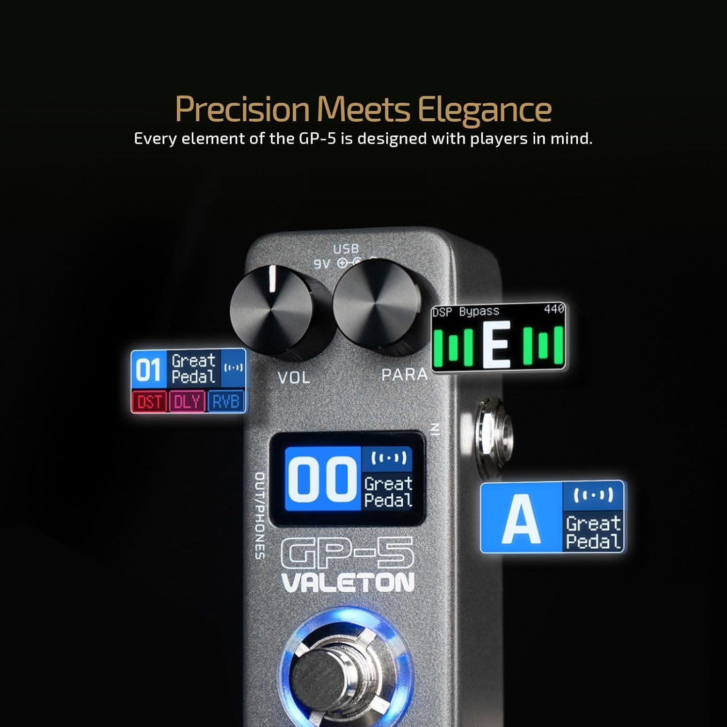 Valeton GP-5 Super Compact Multi-Effects Processor & NAM/IR Loader Pedal(Incl 1PCS Additional TRS Cable By VOLKTONE)