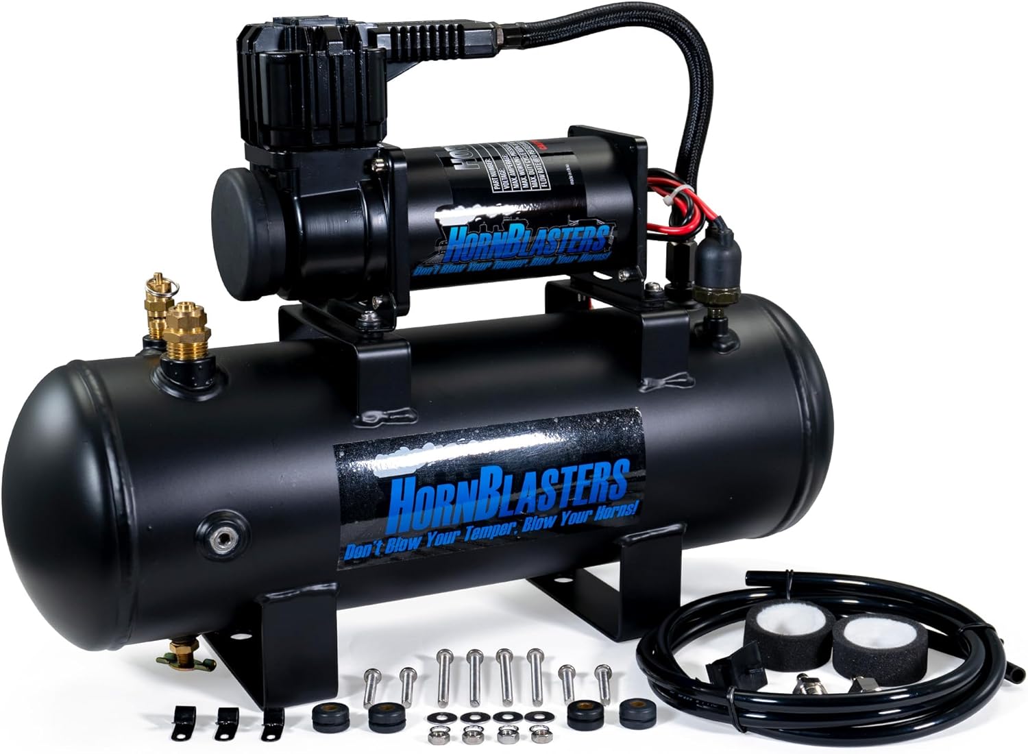 HornBlasters Outlaw Black 228H 2 Gallon All-In-One Train Horn Kit - Easy Install