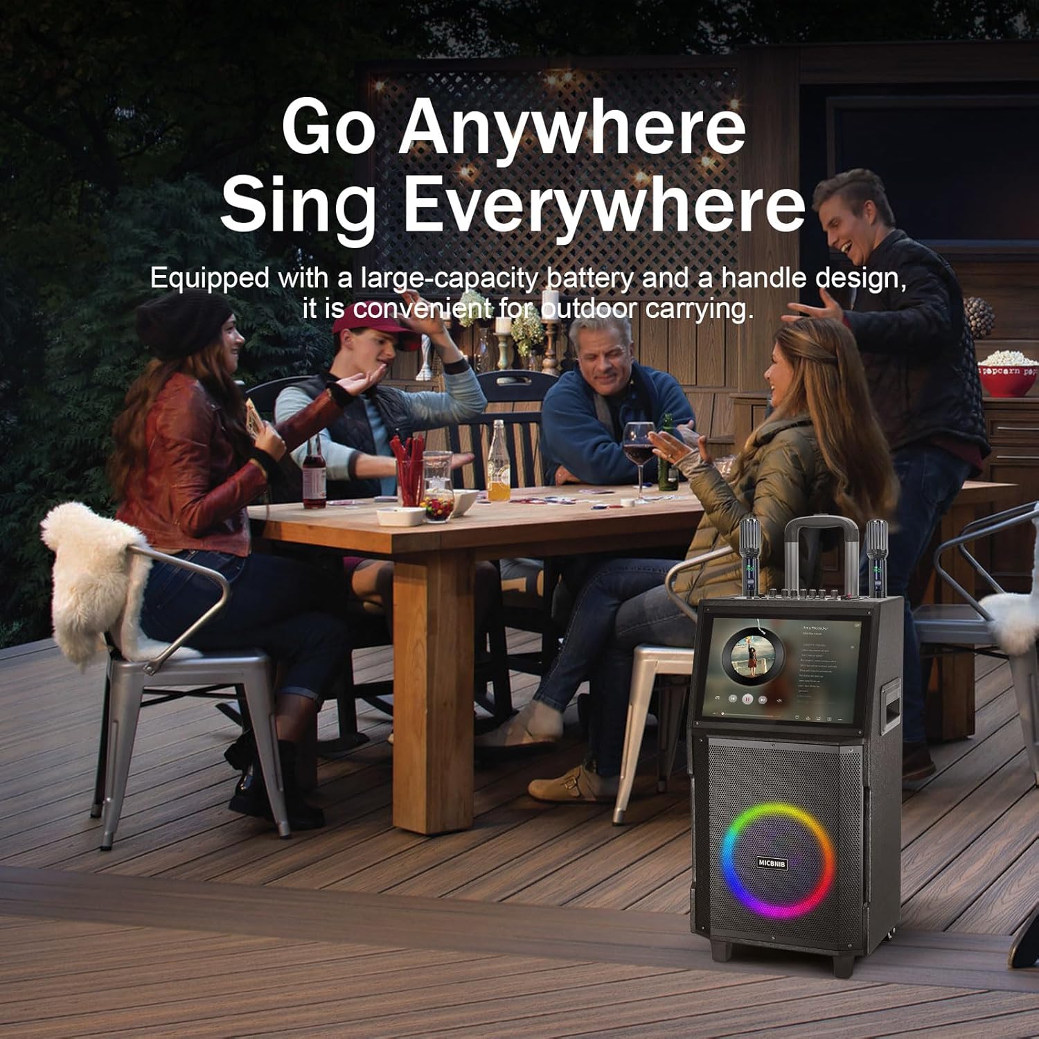 Karaoke Machine for Adults with Lyrics Display and Screen,Portable Bluetooth Speaker for Party,TV, Karaoke System with 2 Wireless Microphone for Any Occasion