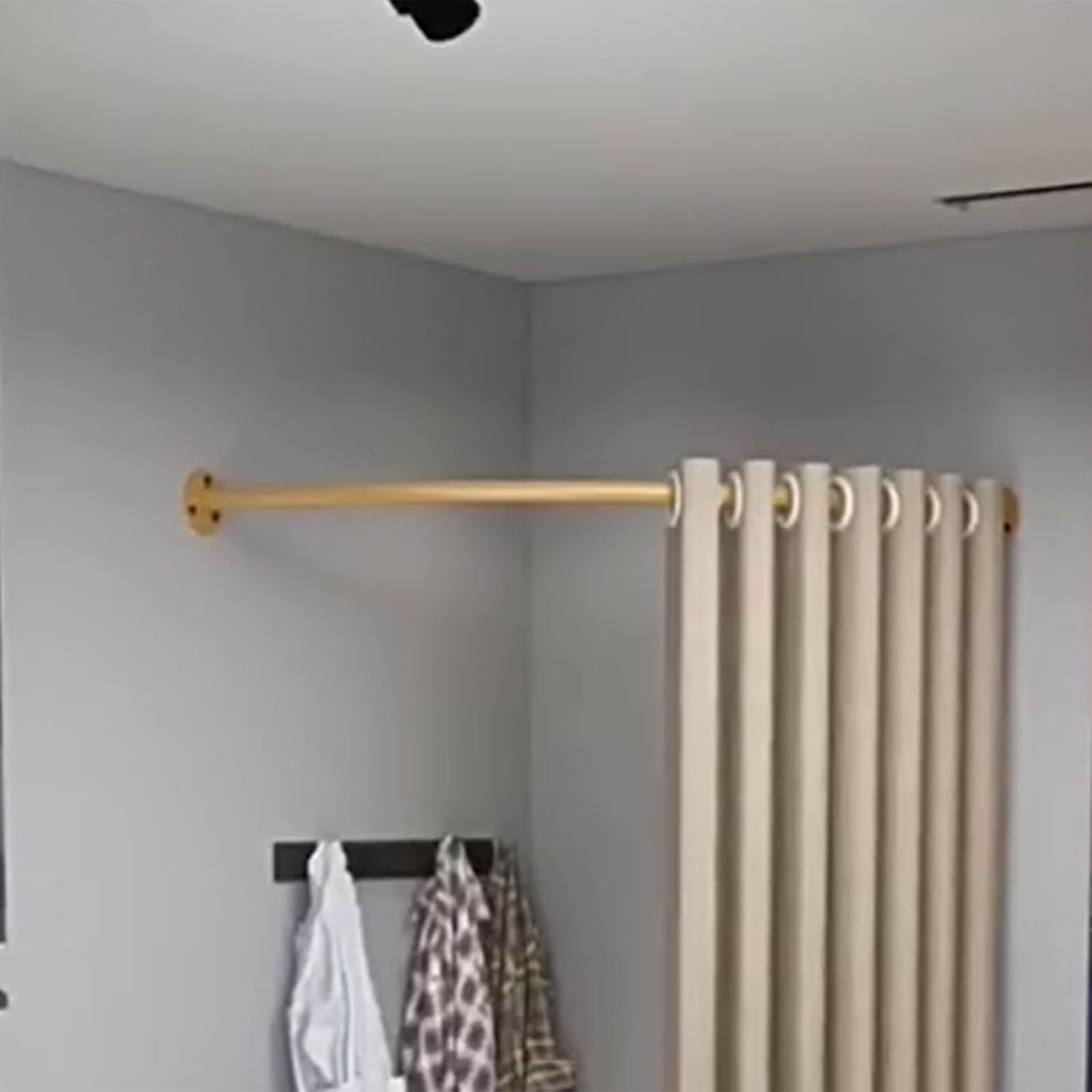 Gold White Black Changing Room Curtain Rod Corner, Portable Room Divider C-Shape Rail for Clothing Shop Shower, Privacy Space Fitting Rooms - Wall Mount(Gold Rod,120cm/3.9ft)